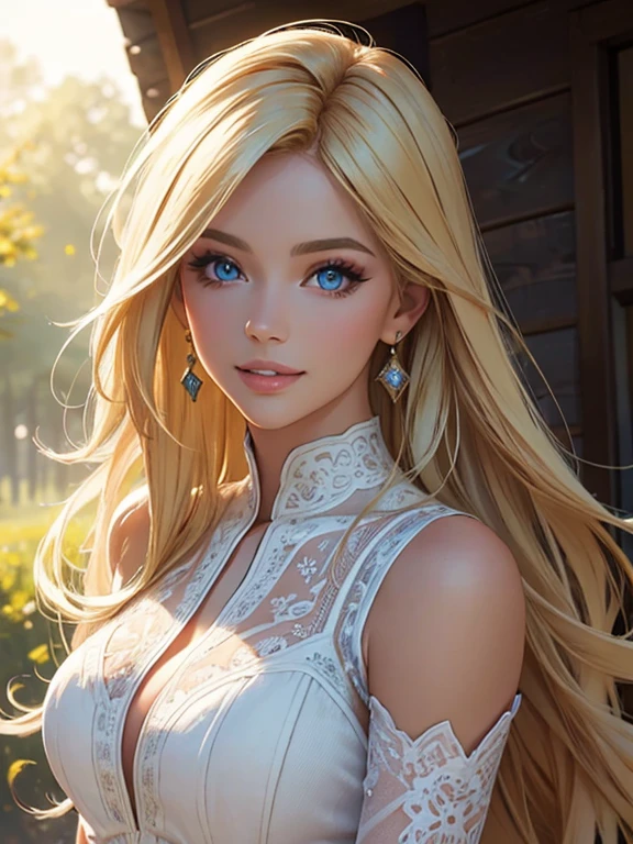 (Best quality,ultra detailed,photorealistic:1.37),bright and rich colors,studio lighting,playful facial expression,stylish makeup,Long blonde hair fluttering in the wind,inviting eyes,glossy lips,sexy pose, Space Cadet, cabin, I smile confidently and seductively,posing for a professional photo shoot,shallow depth of field,highlighting the main subject,soft natural lighting,Creating a dreamy and magical atmosphere.