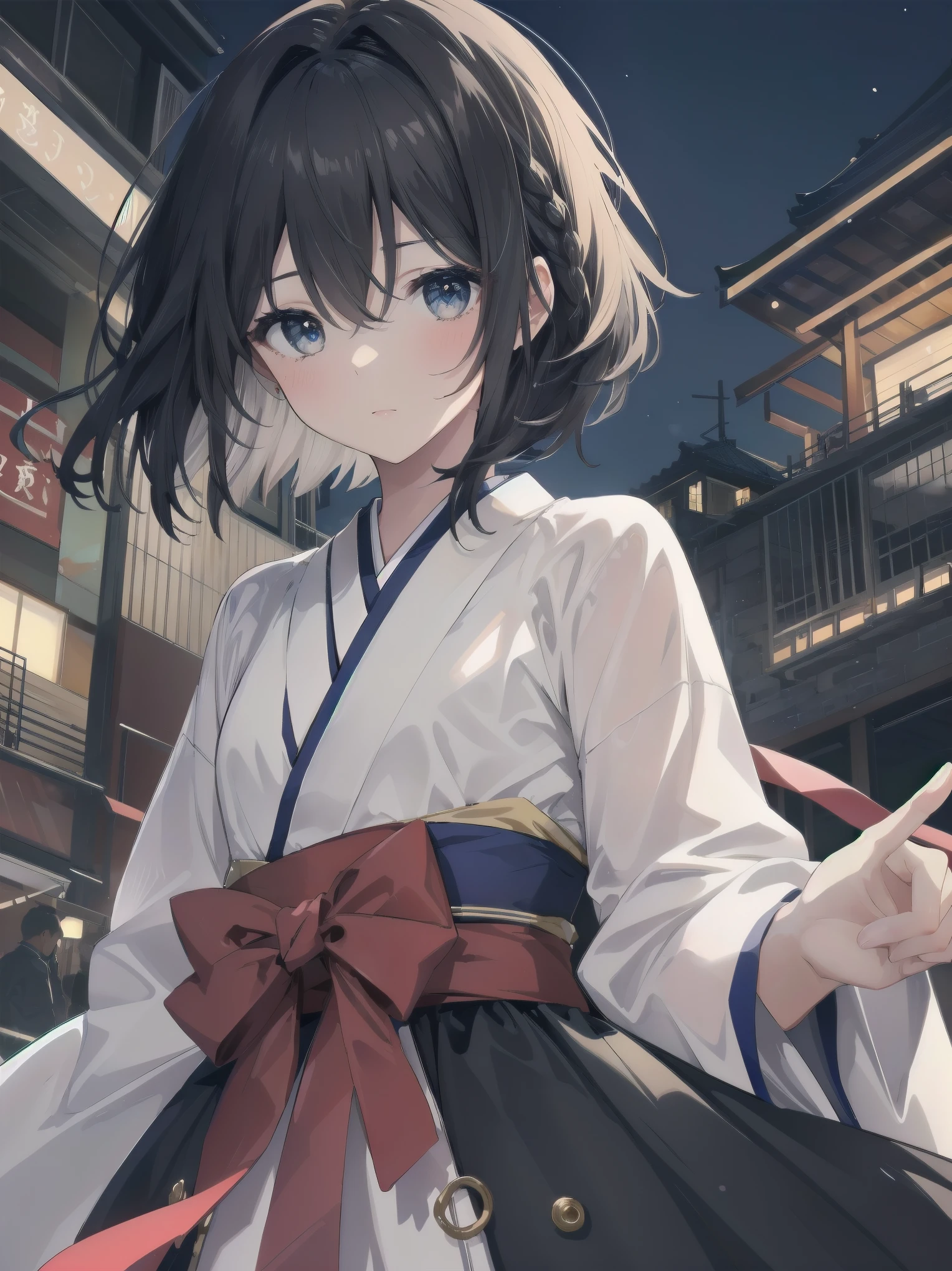 (((( top quality, masterpiece )))), ultra-detailed illustrations, realistic skin texture, depth of detail and overwhelming amount of writing, BREAK. One girl, solo, ta, only daughter of a marquise, Japanese, complex, detailed and realistic face, super beautiful, super model body, BREAK. Black hair, one-length bob cut in front, braided, hair between eyes, perfect and complex eyes, BREAK. Luxury goods brand uniform, lovely, intricate and stylish uniform, BREAK. Kawaii, blush, downcast expression, burst of laughter, looking at you with luminous eyes, captivating with mocking gestures, BREAK. Backgrounds in various places and scenes, diverse crowd, overwhelming amount of writing, cute girls of uneven ages, BREAK. Film scene, model shoot, professional light source, bold model