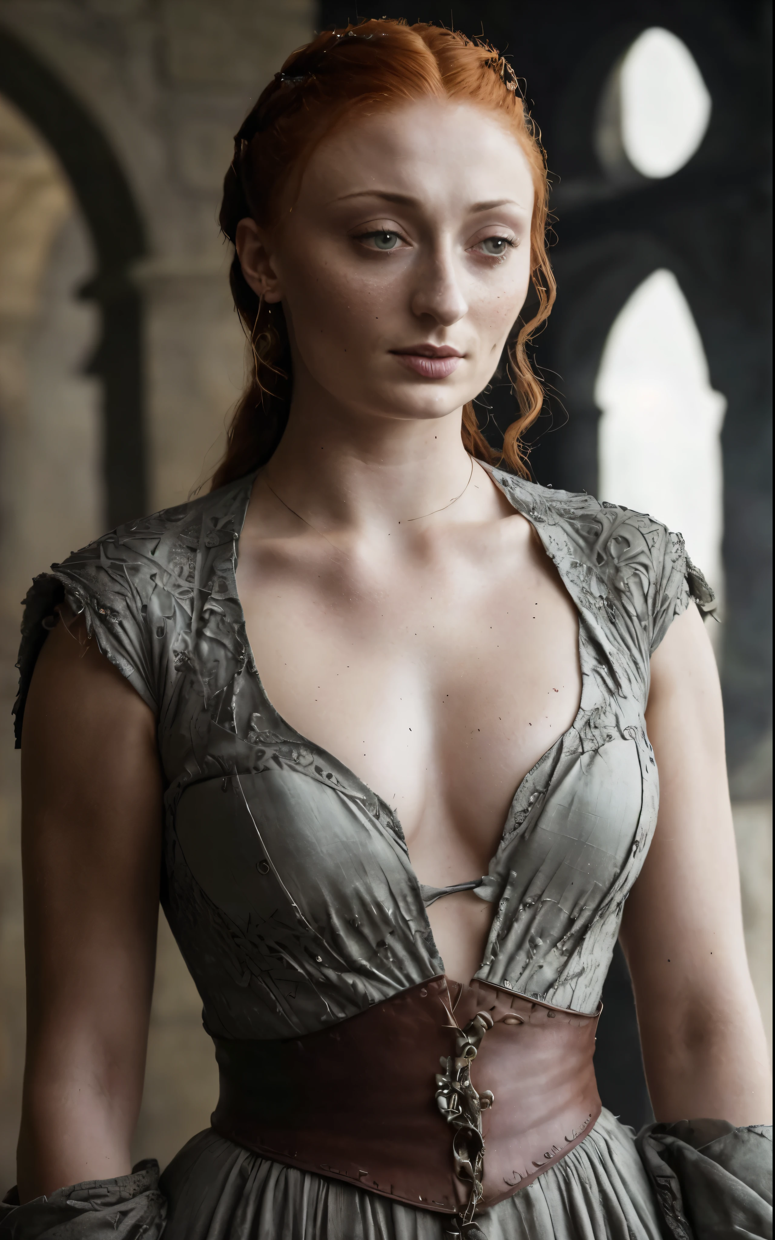 ( Photograph of Sophie Turner as hot queen ) (random photo , full body shot, thick figure, fleshy body, tall woman ) Alayne Stone, Gorgeous Woman, Thick figure, fleshy body, juicy lips, insane details, high level of edits, Queen, queen lady, Lady of Winterfell, Wardeness of the North,) the de facto Lady of the Eyrie, 40 years Old, she  a Full growned mature lady now, beautiful mature lady, the queen, milf beauty, mature queen, a captivating woman, beautiful queen, empress, mediaeval queen, alluring appearance, unrivaled beauty, , mediaeval erotic costumes, a Game of Thrones-inspired costume, a close-up of a woman from the middle ages, scene from "Game of Throne," deep cleavage, warrior princess, healthy body, perfect thick body, attractive figure, fleshy body, style of "Game of Throne,", stunning woman, dress made of leather  clothe ( ( insanely detailed realistic skin texture, pores, wrinkles ,freckles) , realistic environment, detailed ultra realistic facial features perfect body parts, ( hyper photorealistic) ), thick figure, curvy, bulky figure, 