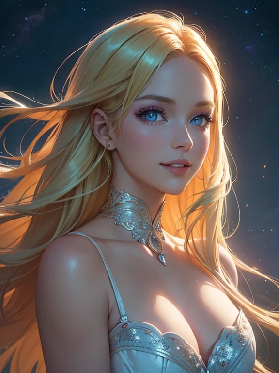 (Best quality,ultra detailed,photorealistic:1.37),bright and rich colors,studio lighting,playful facial expression,stylish makeup,Long blonde hair fluttering in the wind,inviting eyes,glossy lips,sexy pose, (((deep neckline))), Space Cadet, cabin, I smile confidently and seductively,posing for a professional photo shoot,shallow depth of field,highlighting the main subject,soft natural lighting,Creating a dreamy and magical atmosphere.
