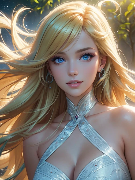 (Best quality,ultra detailed,photorealistic:1.37),bright and rich colors,studio lighting,playful facial expression,stylish makeup,Long blonde hair fluttering in the wind,inviting eyes,glossy lips,sexy pose, (((deep neckline))), Space Cadet, cabin, I smile confidently and seductively,posing for a professional photo shoot,shallow depth of field,highlighting the main subject,soft natural lighting,Creating a dreamy and magical atmosphere.