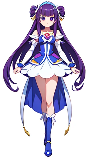 (((Best Quality))) , ((full body)), female, reference sheet, solo, (white background), precure costume,