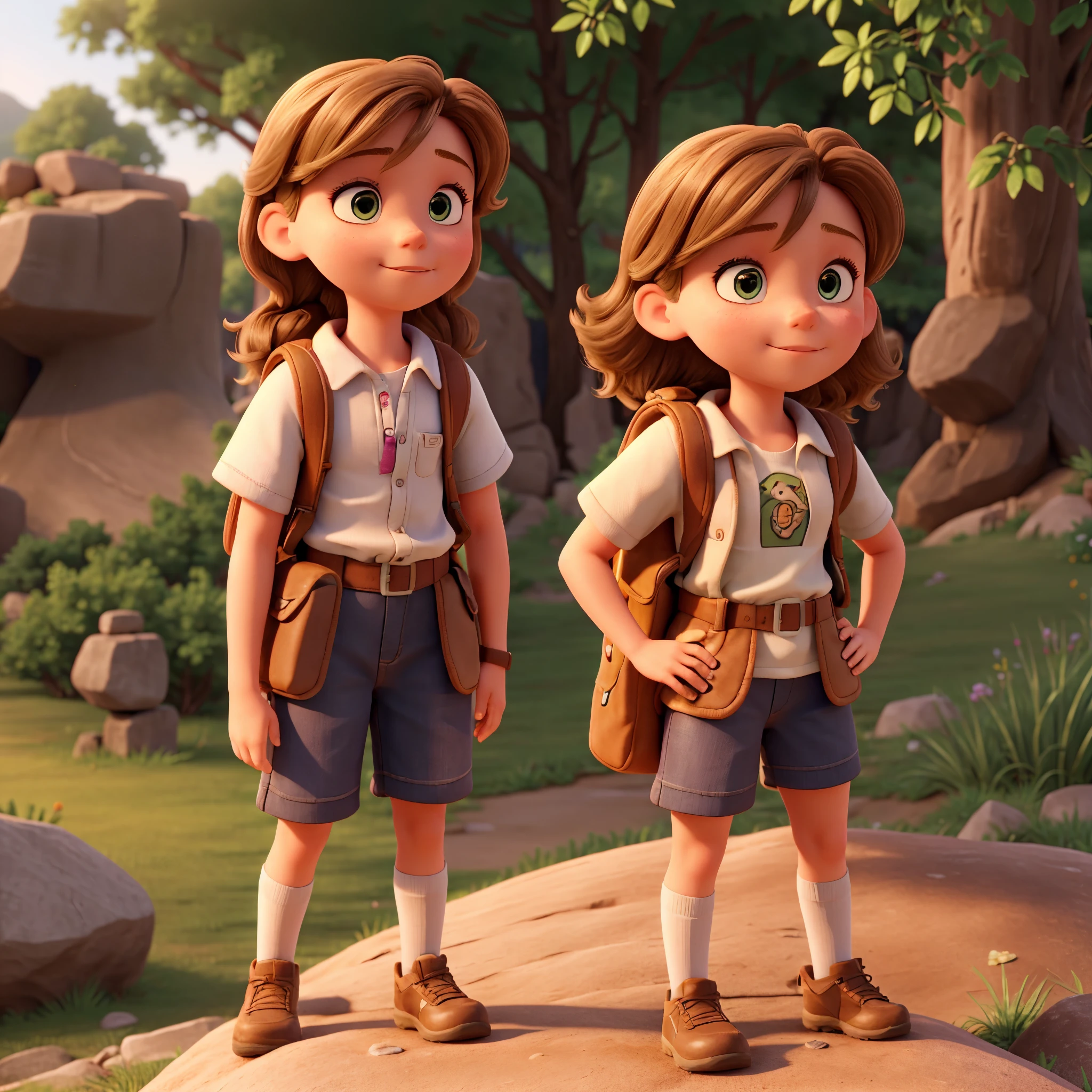 6 year old blonde girl with her brown haired father, wearing backpacks and climbing the mountain on a trail at dawn.