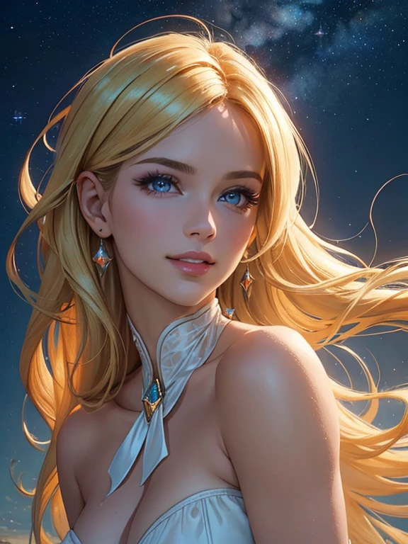 (Best quality,ultra detailed,photorealistic:1.37),bright and rich colors,studio lighting,playful facial expression,stylish makeup,Long blonde hair fluttering in the wind,inviting eyes,glossy lips,sexy pose, (((deep neckline))), Space Cadet, cabin, I smile confidently and seductively,posing for a professional photo shoot,shallow depth of field,highlighting the main subject,soft natural lighting,Creating a dreamy and magical atmosphere.
