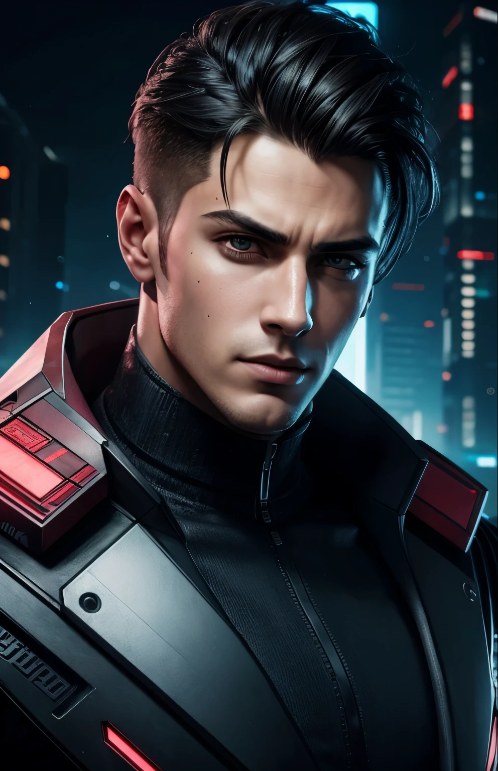 Change background cyberpunk handsome boy. realistic face.8k,ultra realistic,