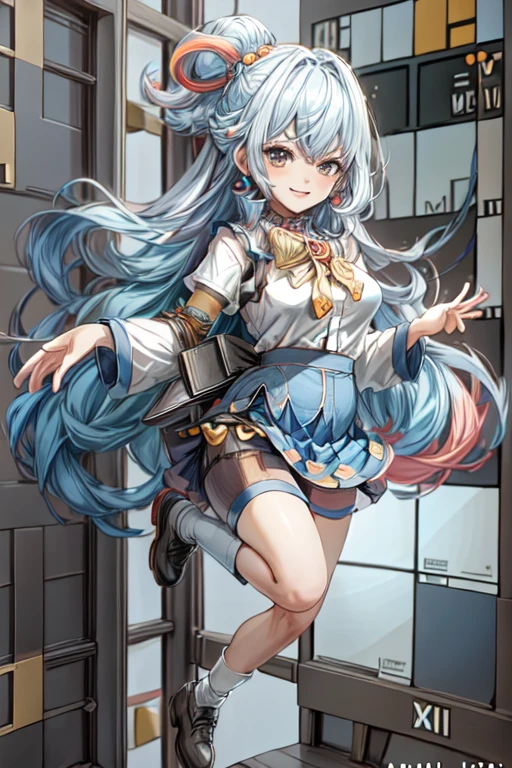 An incredibly absurd absolute solution, Super detailed, Official Art, 8k wallpaper, photorealistic

(Mondrian pattern:1.4), Intricate Design, Self-replicating shapes, Digital works, Captivating visuals, 

(Oversized clothing:1.3), (Mini Size Skirt:1.3), Clean Lines, Functional design, Understated Accessories, 



(Multicolored Hair:1.4), Captivating smile, Laugh shyly