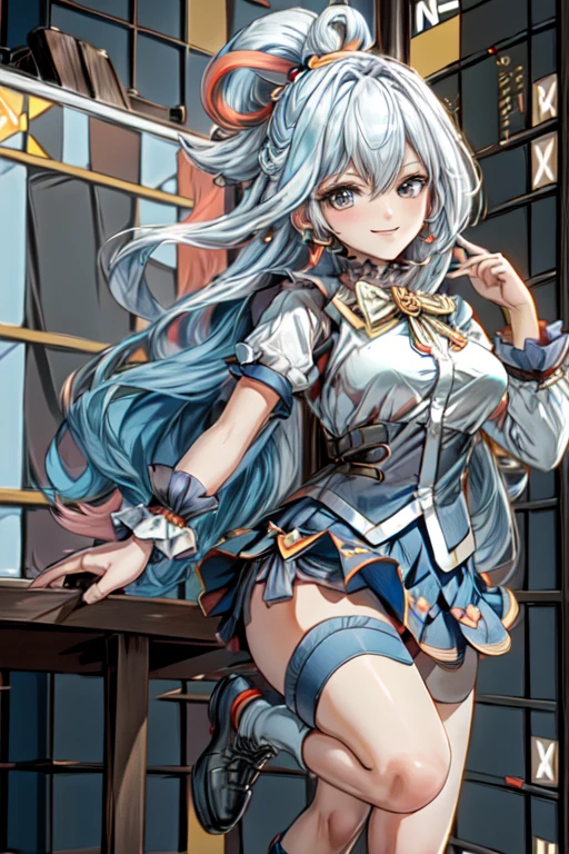An incredibly absurd absolute solution, Super detailed, Official Art, 8k wallpaper, photorealistic
(Mondrian pattern:1.4), Intricate Design, Self-replicating shapes, Digital works, Captivating visuals,
(Oversized clothing:1.3), (Mini Size Skirt:1.3), Clean Lines, Functional design, Understated Accessories,
(Multicolored Hair:1.4), Captivating smile, Laugh shyly