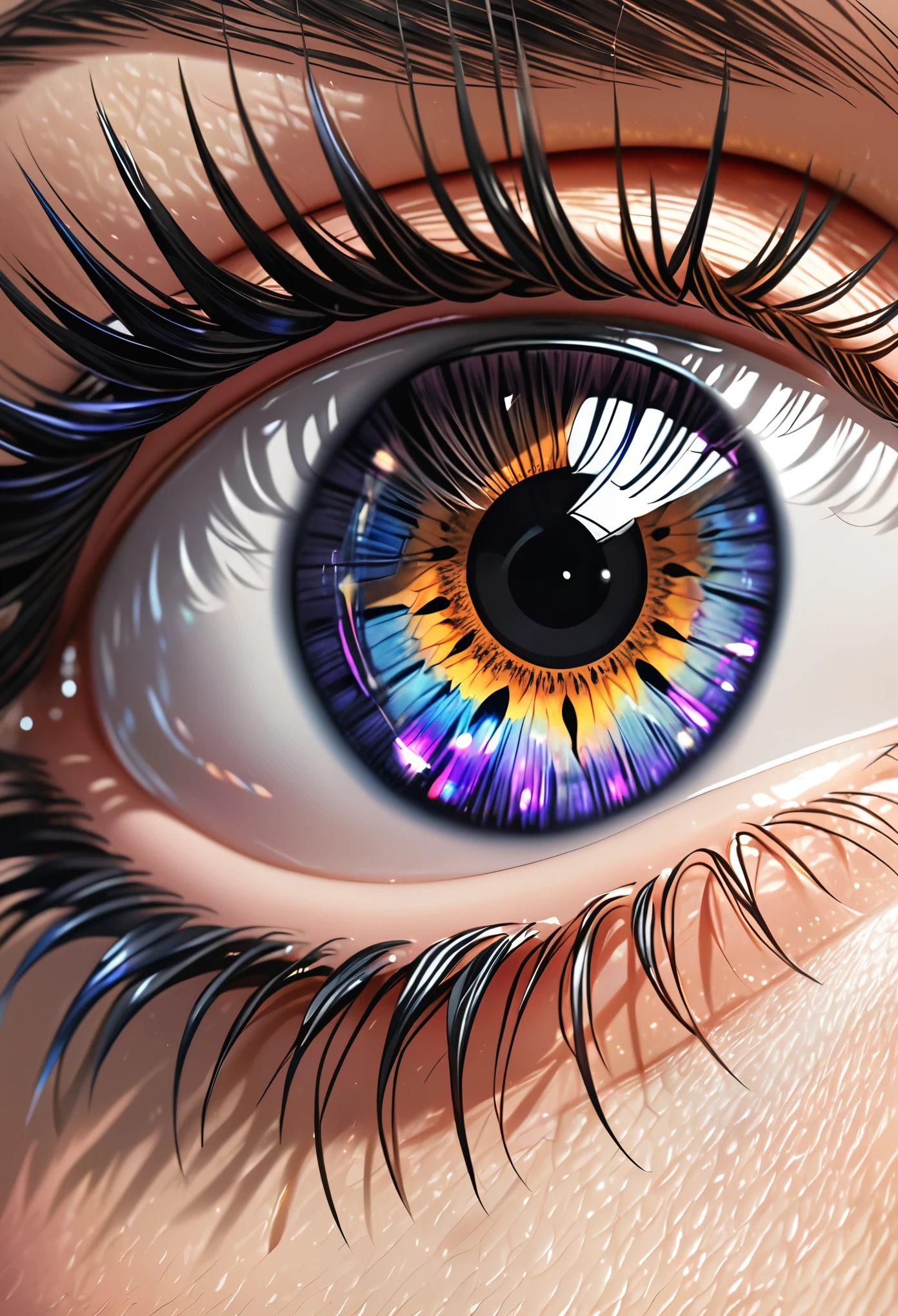(best quality,ultra-detailed,photorealistic:1.37),(realistic lighting),(vibrant colors),(sharp focus),(extreme detail description),
(hyperrealistic eye),(close-up),(only eye is seen),(long black eyelashes),(shining pupil),(luminescent iris)