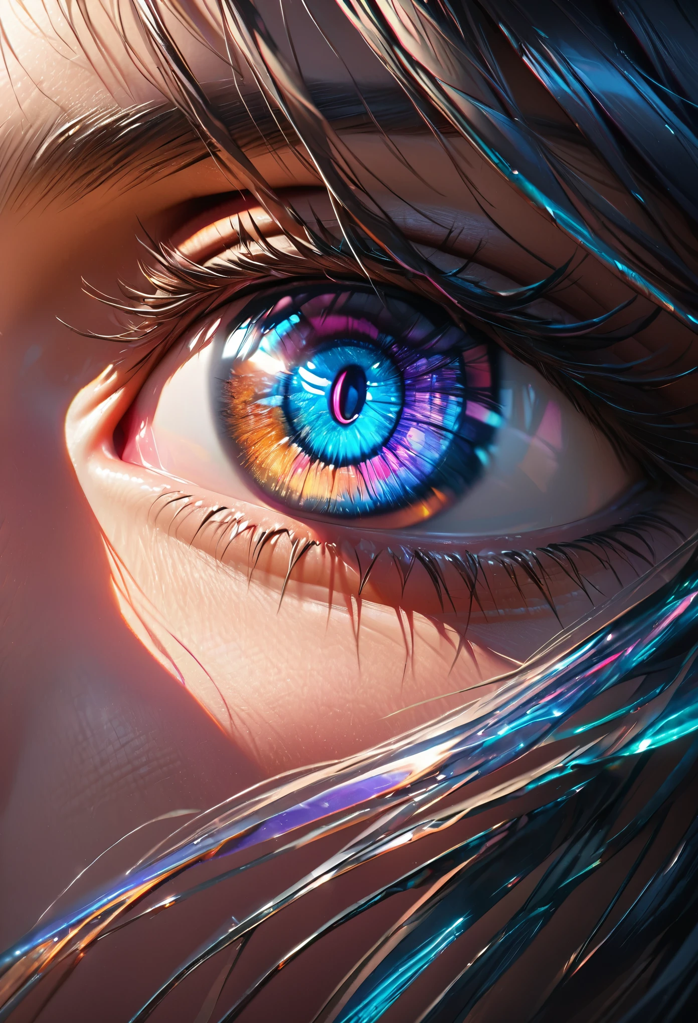 (best quality,ultra-detailed,photorealistic:1.37),(realistic lighting),(vibrant colors),(sharp focus),(extreme detail description),
(hyperrealistic eye),(close-up),(only eye is seen),(long black eyelashes),(shining pupil),(luminescent iris)