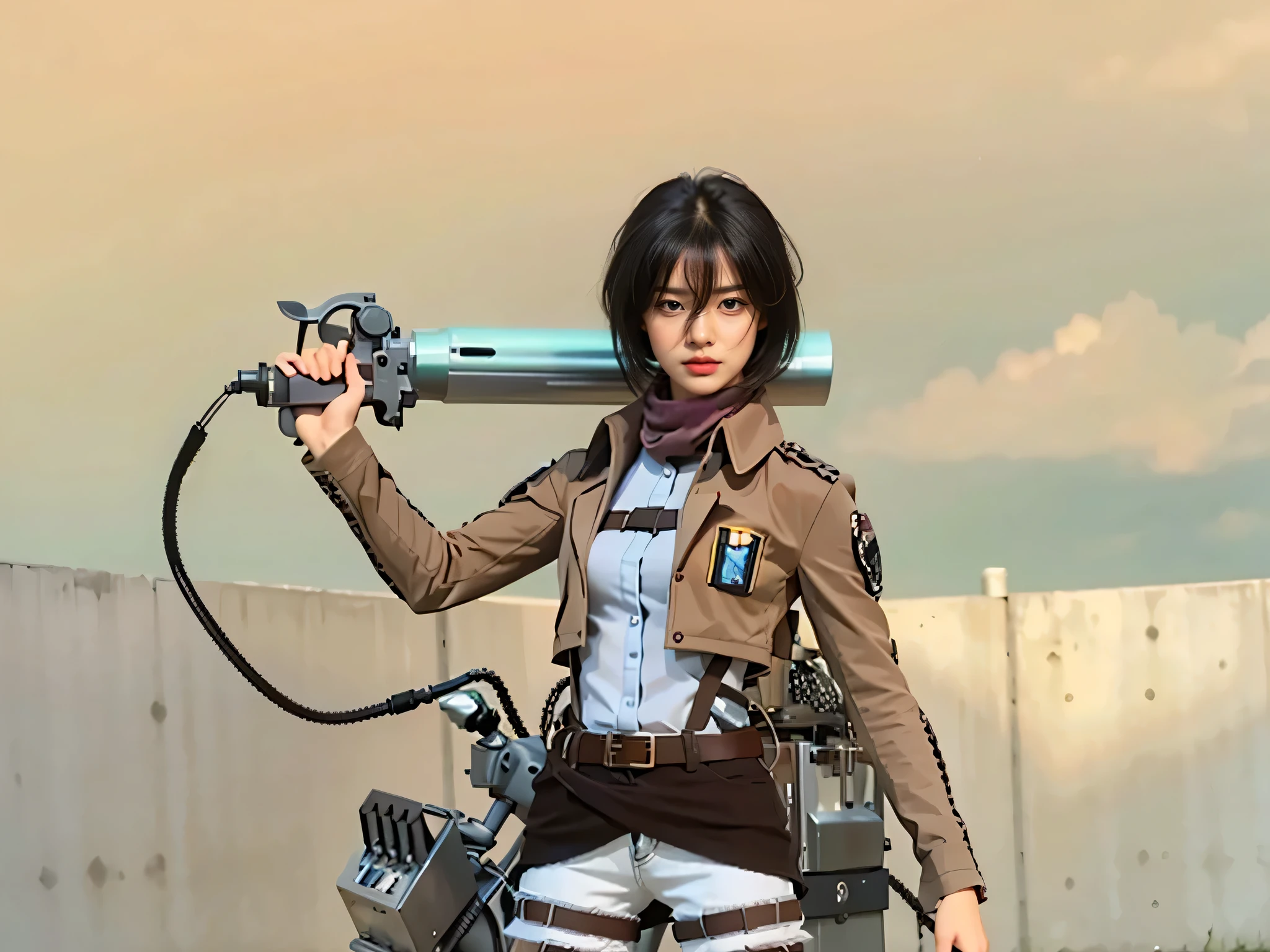(photorealistic:1.4), best quality, masterpiece, ultra high res, 1girl, (detailed face:1.2), (detailed eyes:1.2), (detailed hair:1.2), (detailed clothes:1.2), 4k, (detailed color:1.2), Ultra detail texture, ulta detail, ultra hight, realistic, 16k, selena (/mobile legends bang-bang/), perfect body, bobs, full body, 1 woman, bokeh, detail eyes, detail face, White hair, scarf