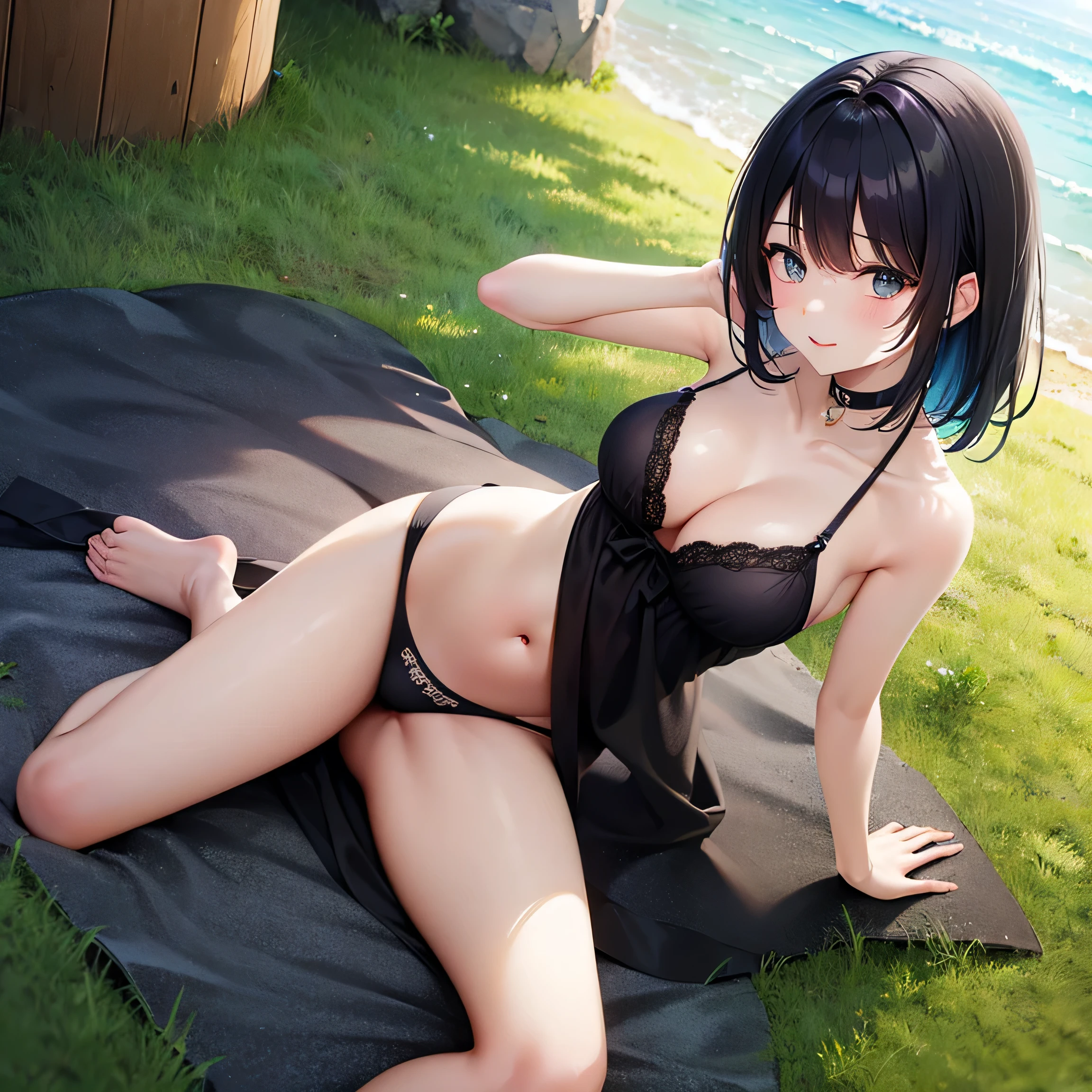 beautiful girl、Black Hair、Slender but curvy、School、In underwear、Medium Breast、