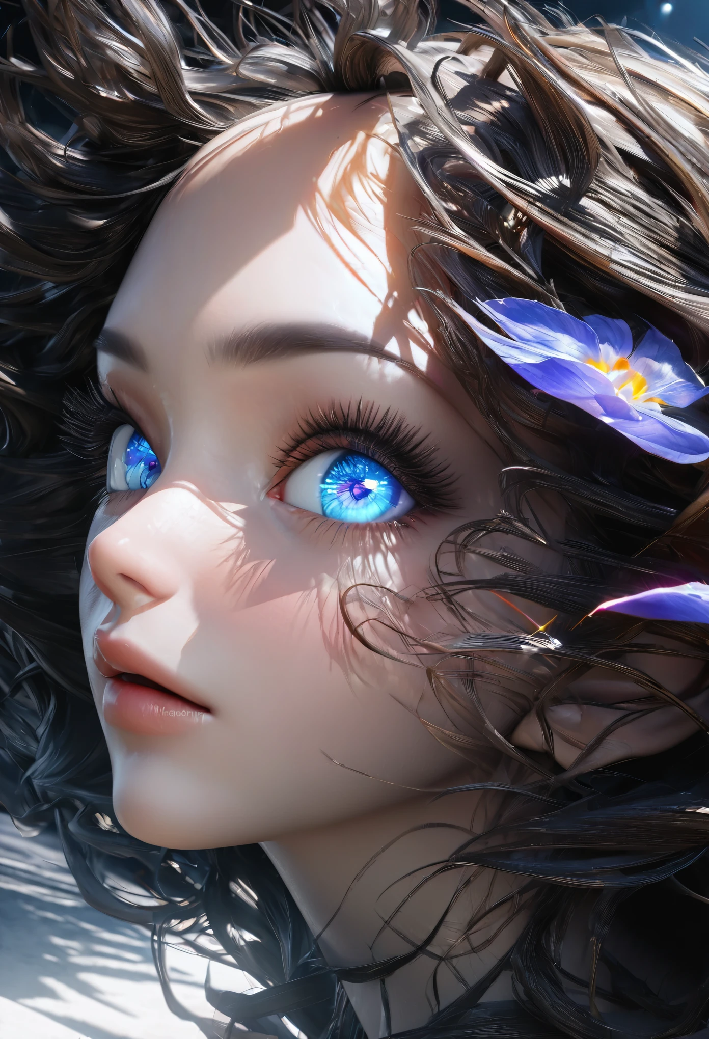 (best quality,ultra-detailed,photorealistic:1.37),(realistic lighting),(vibrant colors),(sharp focus),(extreme detail description),
(hyperrealistic eye),(close-up),(only eye is seen),(long black eyelashes),(shining pupil),(luminescent iris), arafed, high details, best quality, 16k, [ultra detailed], masterpiece, best quality, (extremely detailed), dynamic angle, ultra wide shot, RAW, photorealistic, a extreme magnified picture of (1) icy feline eye of a frozen devil, icy Fragments rimes on the eye lashes, light blue iris, a full whitw moon, round moon being reflected on the iris, 3D rendering, [[anatomically correct]] zrpgstyle