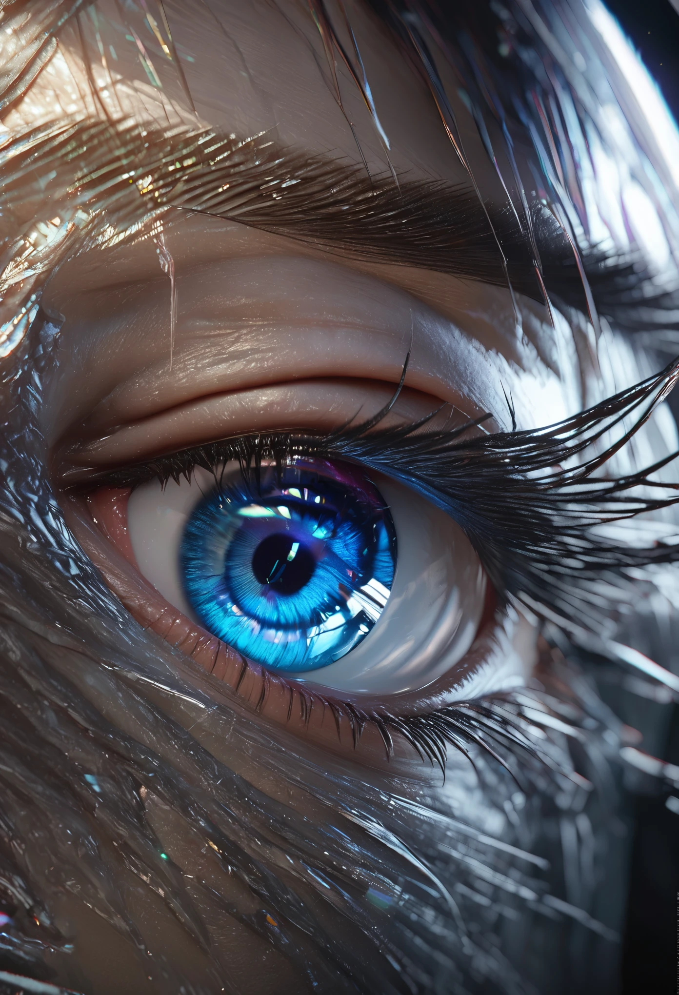 (best quality,ultra-detailed,photorealistic:1.37),(realistic lighting),(vibrant colors),(sharp focus),(extreme detail description),
(hyperrealistic eye),(close-up),(only eye is seen),(long black eyelashes),(shining pupil),(luminescent iris), arafed, high details, best quality, 16k, [ultra detailed], masterpiece, best quality, (extremely detailed), dynamic angle, ultra wide shot, RAW, photorealistic, a extreme magnified picture of (1) icy feline eye of a frozen devil, icy Fragments rimes on the eye lashes, light blue iris, a full whitw moon, round moon being reflected on the iris, 3D rendering, [[anatomically correct]] zrpgstyle