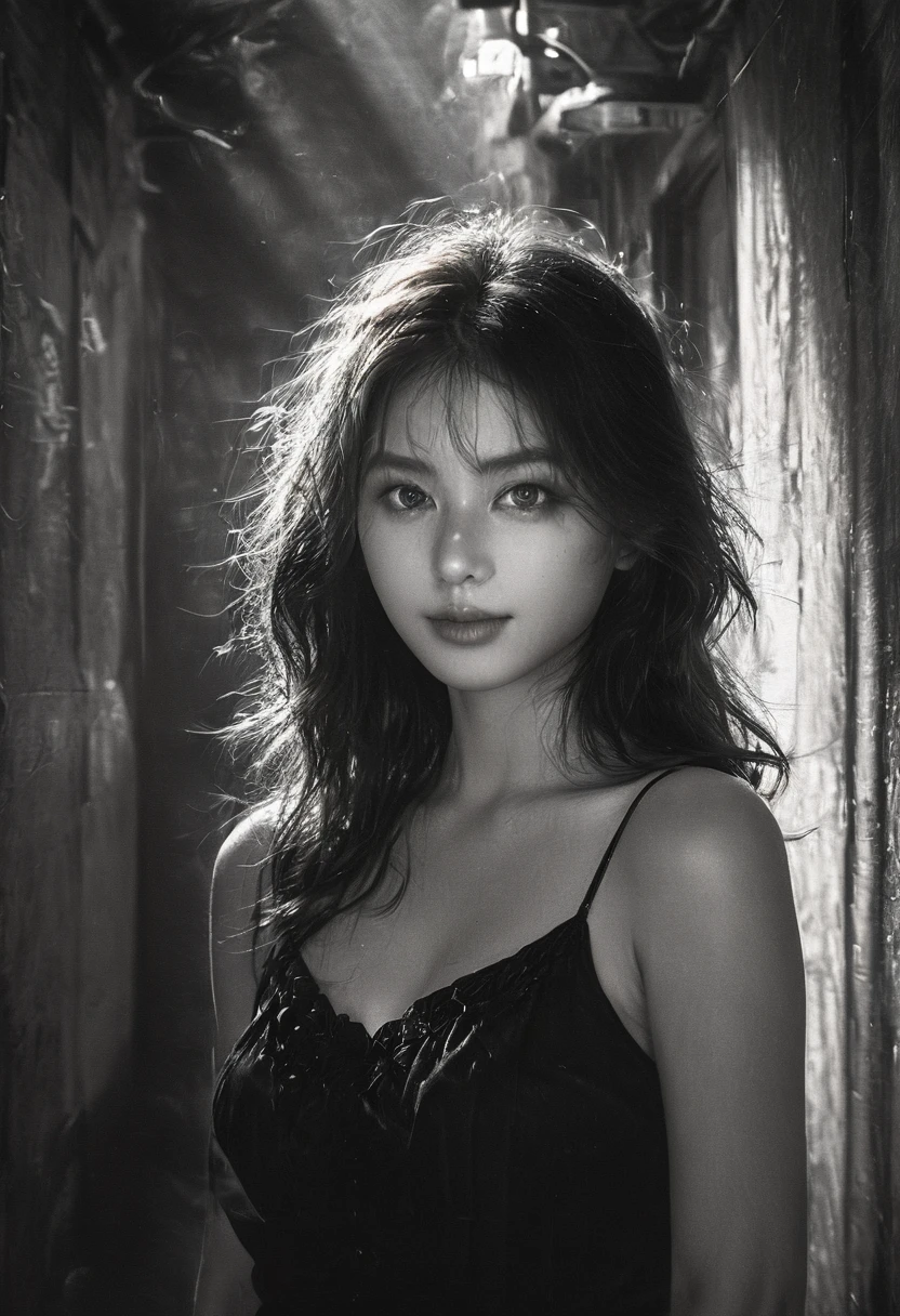 \(8k, RAW photo, best quality, masterpiece:1.2\), \(realistic, photo-realistic:1.37\), \(ulzzang-6500-v1.1\),\(detailed eyes\), \(detailed facial features\), \(\(detailed clothes features\)\), full body,(normal size breasts, cleavage),(face focus), photography, ram photo,hd,extremely detailed CG unity 8k wallpaper, huge filesize, ultra-detailed, highres, absurdres,beautiful eyes,ray tracing, dramatic shadows,fine detail,dramatic angle,high saturation,lens flare,(standing),Sharp light, light blue eyes, solo,clothes texture ,skin texture ,Depth of field,middle long hair,Fluttering hair,red hair,(Mysterious smile:1.2),center opening, copper-blonde hair, 1girl Walking in the street,city,road,street,building, reality style, bodycon skirt, sassi_di_matera
