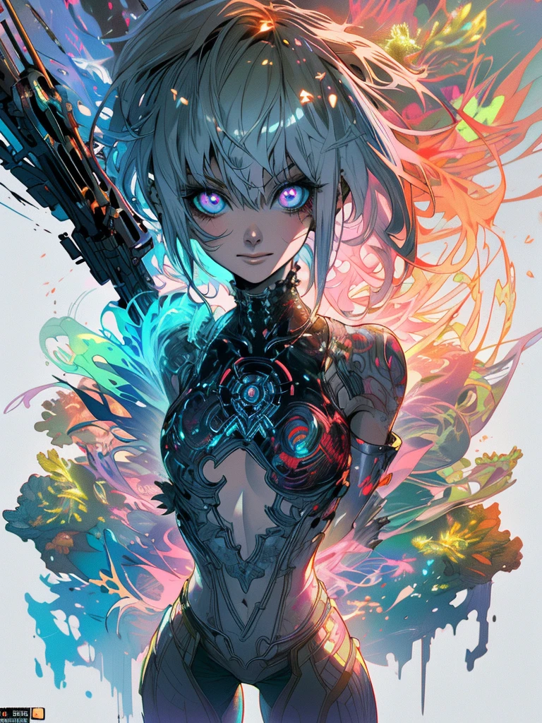 gwenpool, ((assassin style)),((Doragon)),water world,Colosseum,saibe,tattoo,no clothes,Savage,small bust,robot hand,Shoulder-length messy hair, no clothes,Detailed beautiful face,Delicate and beautiful eyes,shield,happy, mail, Super fine skin,Beautiful slim style anime girl, Super detailed painting, Luminism, Concept art by Carne Griffiths and Wadim Kashin, 4K resolution, Fractal isometric detail bioluminescence , 3D rendering, octane rendering, complexly detailed , ish, Trending isometric center hyperrealistic cover photo awesome full color on artstation, Hand Painted , Gritty, Realistic Mucha , complex, Hit definition , ish,rough sketch, Thick lines, on the paper, (saiber punk:1.4), frills,lace,frills,lace,frills,lace
BREAK
((Cool oversized chainsaw in hand)), ((Super large cool weapon machine)),open stance, Action pose,
White background,simple background,Wide-angle lens