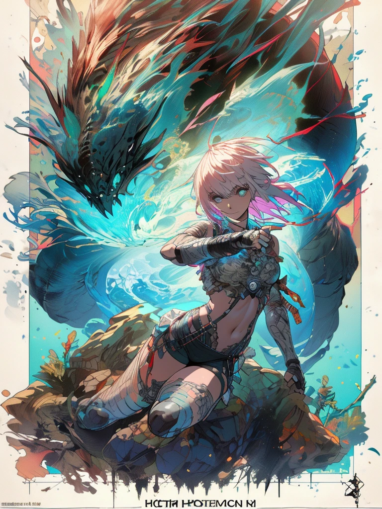 gwenpool, ((assassin style)),((Doragon)),water world,Colosseum,saibe,tattoo,no clothes,Savage,small bust,robot hand,Shoulder-length messy hair, no clothes,Detailed beautiful face,Delicate and beautiful eyes,shield,happy, mail, Super fine skin,Beautiful slim style anime girl, Super detailed painting, Luminism, Concept art by Carne Griffiths and Wadim Kashin, 4K resolution, Fractal isometric detail bioluminescence , 3D rendering, octane rendering, complexly detailed , ish, Trending isometric center hyperrealistic cover photo awesome full color on artstation, Hand Painted , Gritty, Realistic Mucha , complex, Hit definition , ish,rough sketch, Thick lines, on the paper, (saiber punk:1.4), frills,lace,frills,lace,frills,lace
BREAK
((Cool oversized chainsaw in hand)), ((Super large cool weapon machine)),open stance, Action pose,
White background,simple background,Wide-angle lens