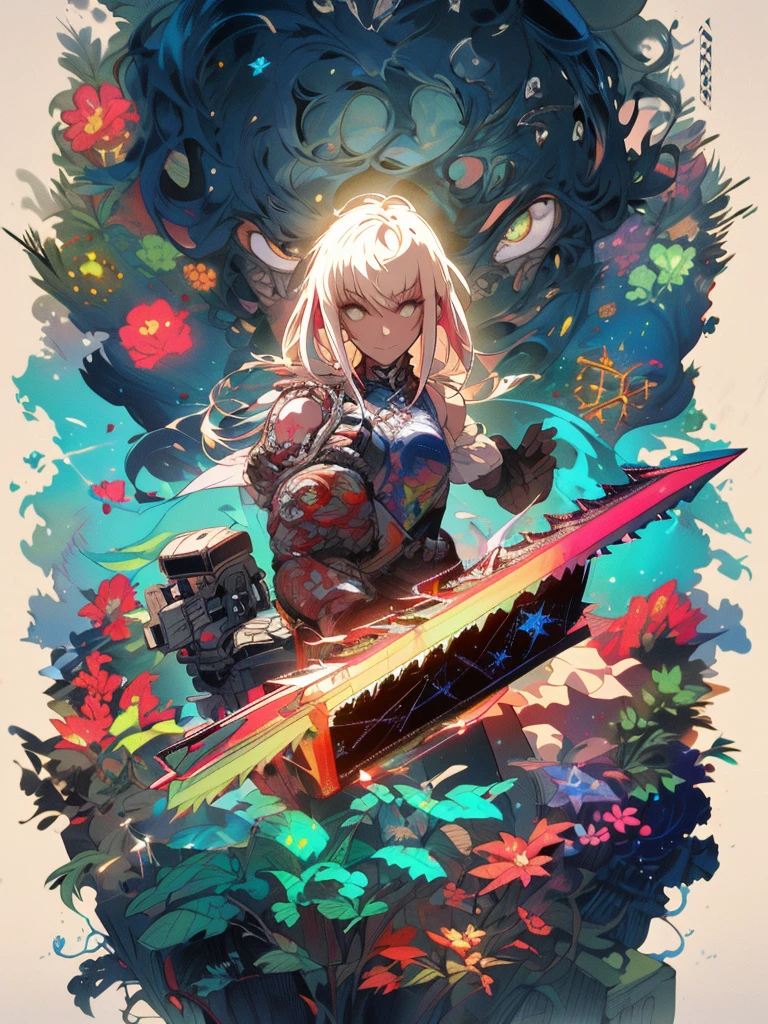gwenpool, ((assassin style)),((Doragon)),water world,Colosseum,saibe,tattoo,no clothes,Savage,small bust,robot hand,Shoulder-length messy hair, no clothes,Detailed beautiful face,Delicate and beautiful eyes,shield,happy, mail, Super fine skin,Beautiful slim style anime girl, Super detailed painting, Luminism, Concept art by Carne Griffiths and Wadim Kashin, 4K resolution, Fractal isometric detail bioluminescence , 3D rendering, octane rendering, complexly detailed , ish, Trending isometric center hyperrealistic cover photo awesome full color on artstation, Hand Painted , Gritty, Realistic Mucha , complex, Hit definition , ish,rough sketch, Thick lines, on the paper, (saiber punk:1.4), frills,lace,frills,lace,frills,lace
BREAK
((Cool oversized chainsaw in hand)), ((Super large cool weapon machine)),open stance, Action pose,
White background,simple background,Wide-angle lens