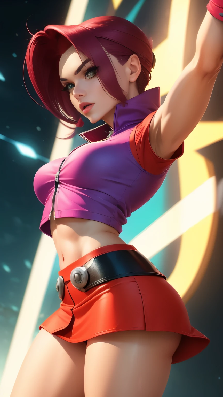 Jessie from pokemon team rocket, short tight skirt,