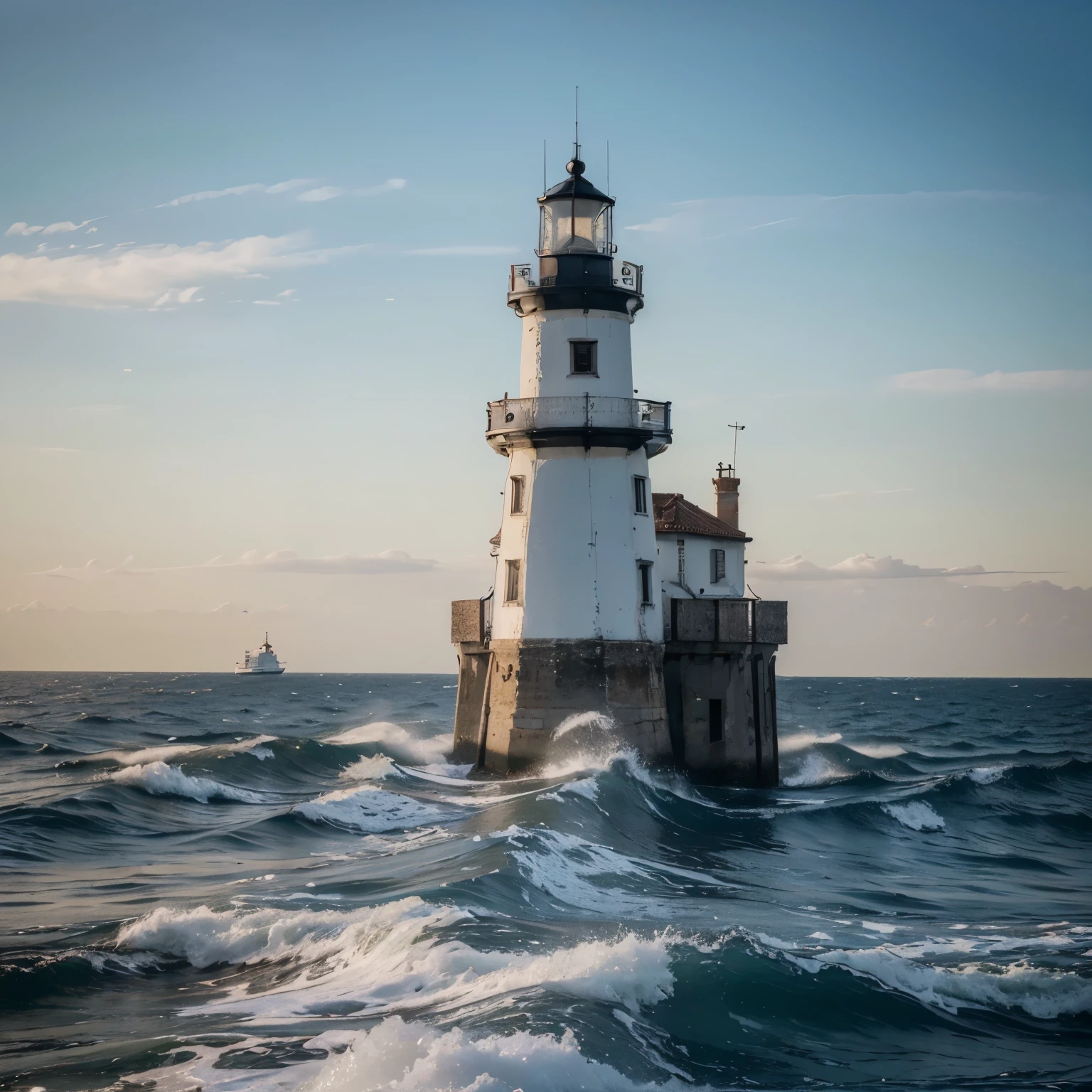 ((Maximum quality, 8k, obra de arte: 1.3)) 1 large nautical lighthouse in rough seas