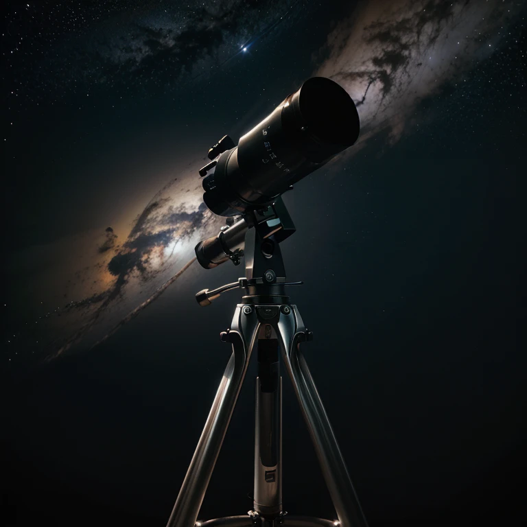 Create a photo of outer space as seen through a telescope lens 