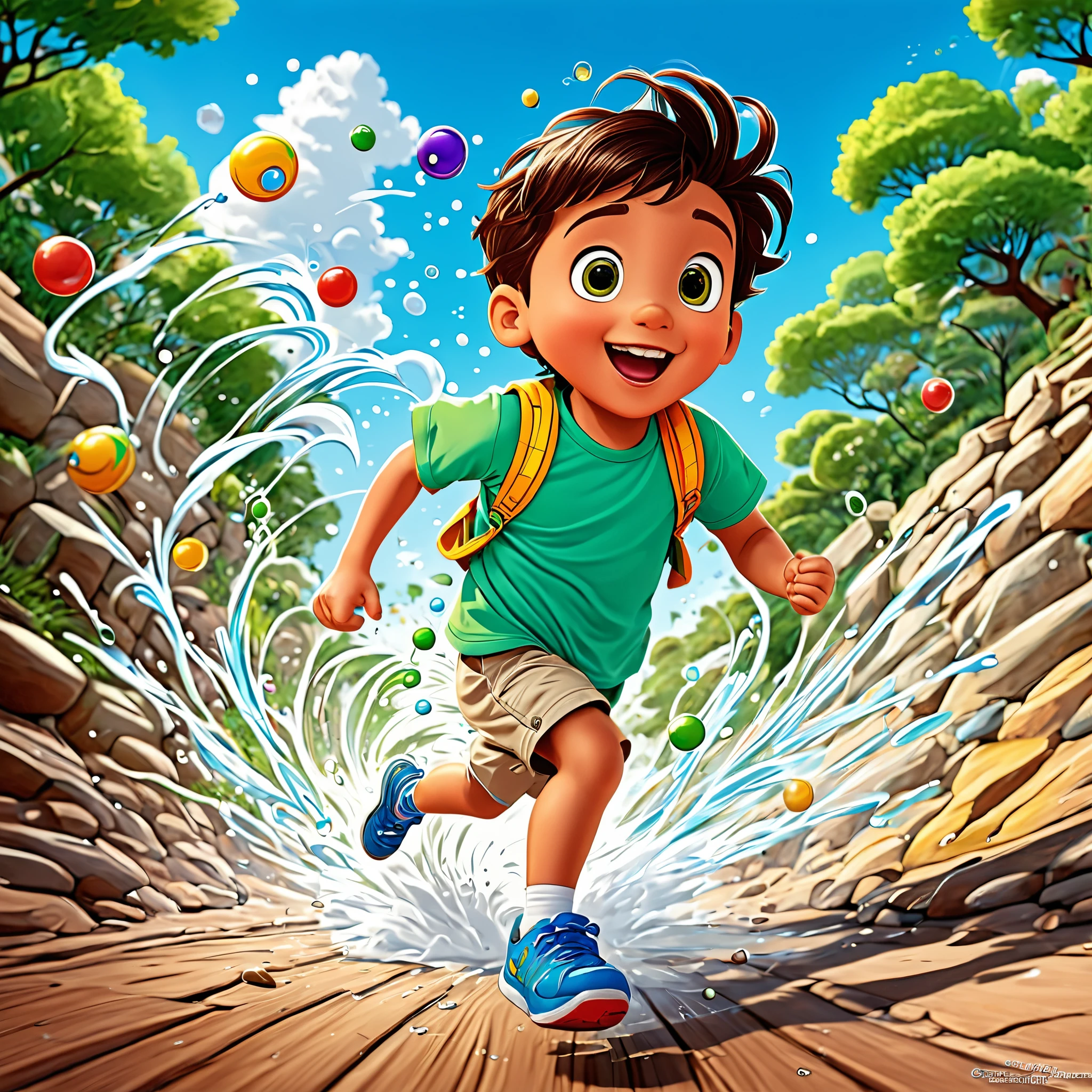 (mejor calidad,high resolution),Boy running,dibujos animados,playful,happy expression,lindo,toddler,energy movement,rizos que rebotan,dynamic background,paleta colorida,ambiente animado,lineas suaves,comic style,ojos expresivos,carrera de rebote,dibujos animadosish details,personalidad alegre,action packed,escena caprichosa,playful mischief,endless fun,Wild Imagination,bubbling energy,carefree spirit,chico aventurero,despreocupado,Maravilla de la infancia,risa inocente,vivid colors,dibujos animadosish charm,lively feeling,ambiente alegre,viaje encantador, tono piel negra