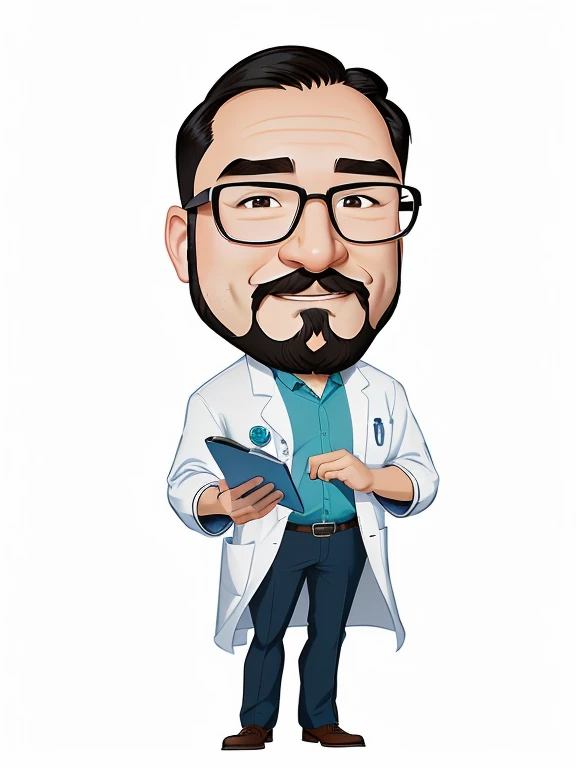 disney Pixar, 4k, cartoon of a man with glasses and a beard wearing a lab coat, wearing a lab coat and glasses, fox guy in a lab coat, in cartoon style, caricatural style, caricaturist alarcón, caricature illustration, cartoon art style, scientist, professional illustration, caricature, caricature, doctor, professional illustration, uploaded