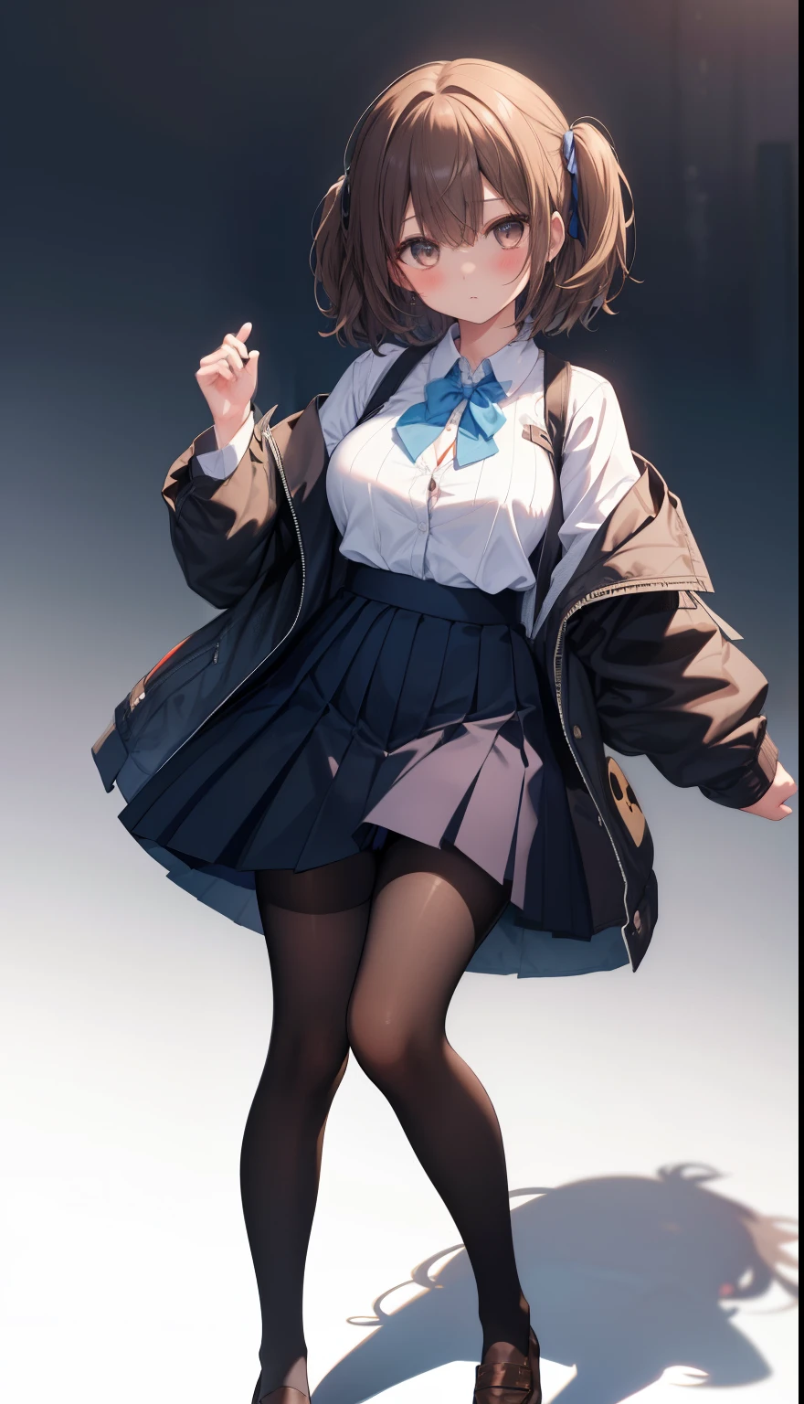 One Girl、Positive、From above、Full body portrait、Brown haired、Medium Haircut、blush、Absolute area、Knee socks、stockings、pantyhose、レースpantyhose、White underwear、Cleavage、Light blue cut shirt、Unbutton your shirt、Navy blue checkered pleated skirt、Very short skirt、Inside the school、Daytime、(Very big boobs)、((Full Body Lesbian))、masterpiece、(highest quality)、
Panties around the ankles、loafers