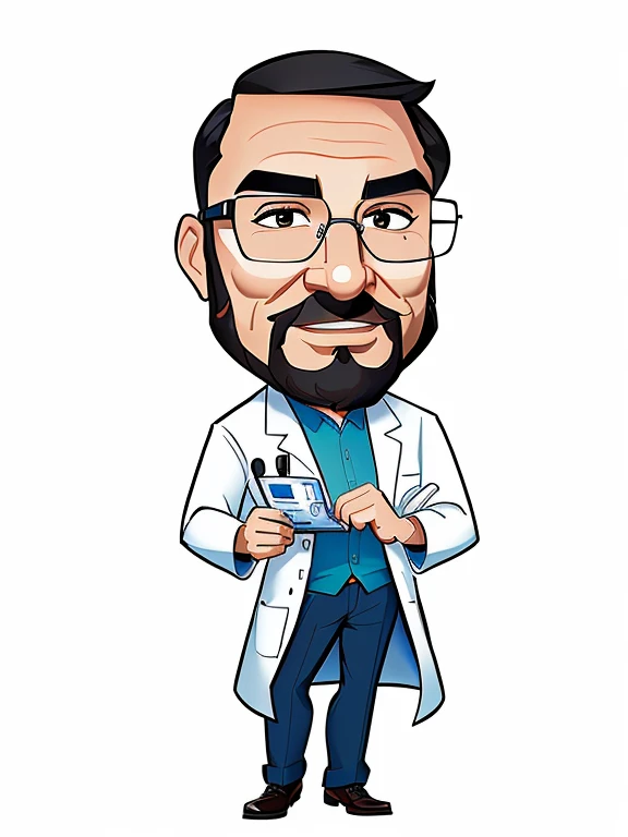 disney Pixar, 4k, cartoon of a man with glasses and a beard wearing a lab coat, wearing a lab coat and glasses, fox guy in a lab coat, in cartoon style, caricatural style, caricaturist alarcón, caricature illustration, cartoon art style, scientist, professional illustration, caricature, caricature, doctor, professional illustration, uploaded