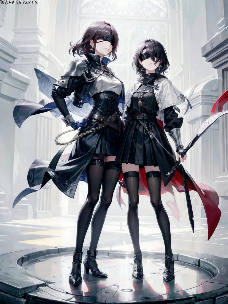 ((one-eyed blindfold)), holy paladin, scythe, dark Heavy armor, absurdres, RAW photo, extremely delicate and beautiful, masterpiece, Best Quality, ultra high resolution, 32k, hyperrealistic, ultra-detailed, detailed description, pale skin, 20 years old, tearful mole, earring, Colossal tits, short medium hair, wavy hair, evil grin, full body shot,