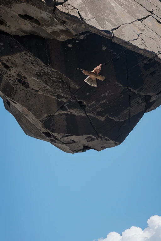 The rock flew higher than the roof.
