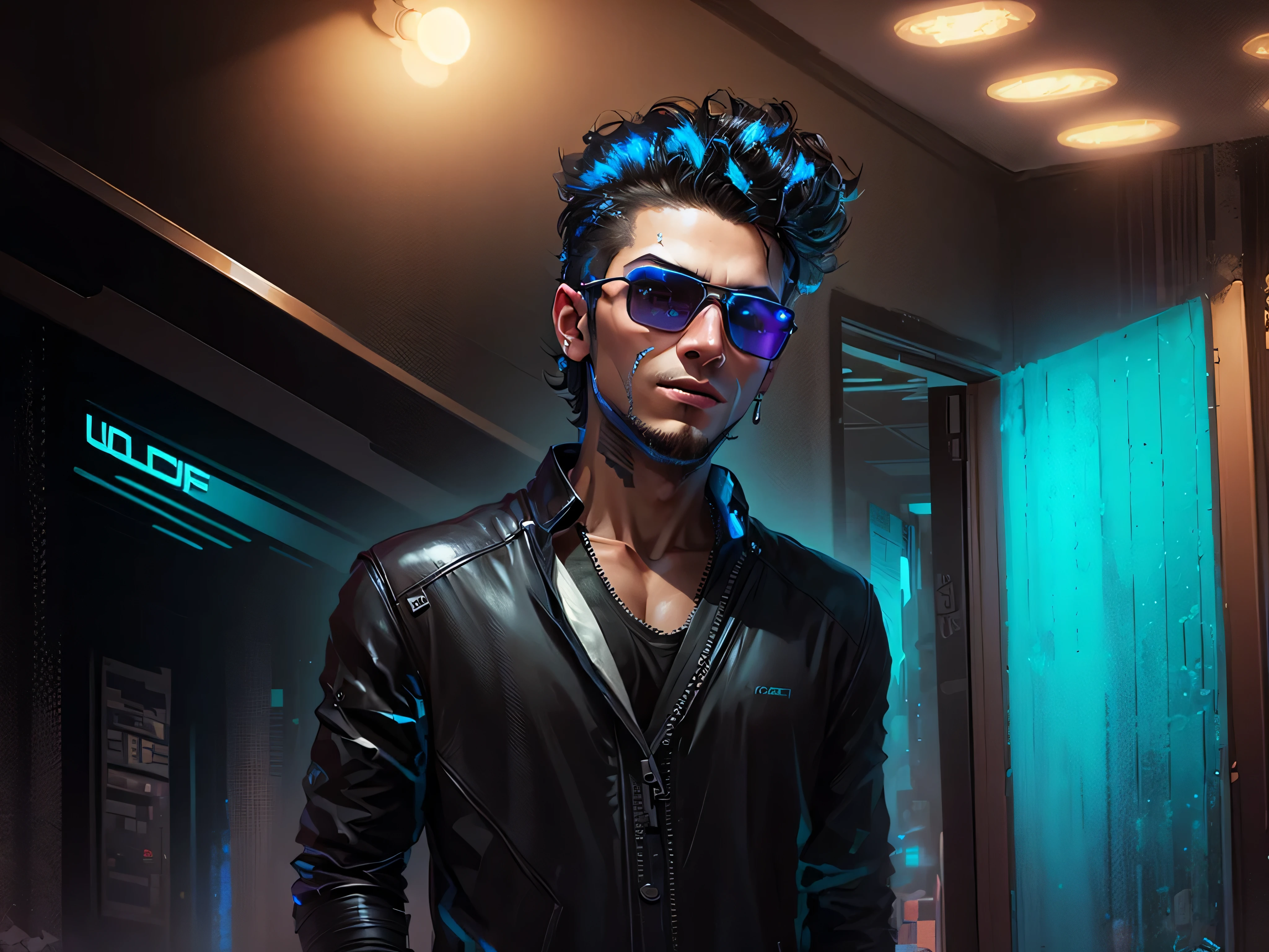 Change background cyberpunk handsome boy , realistic face,