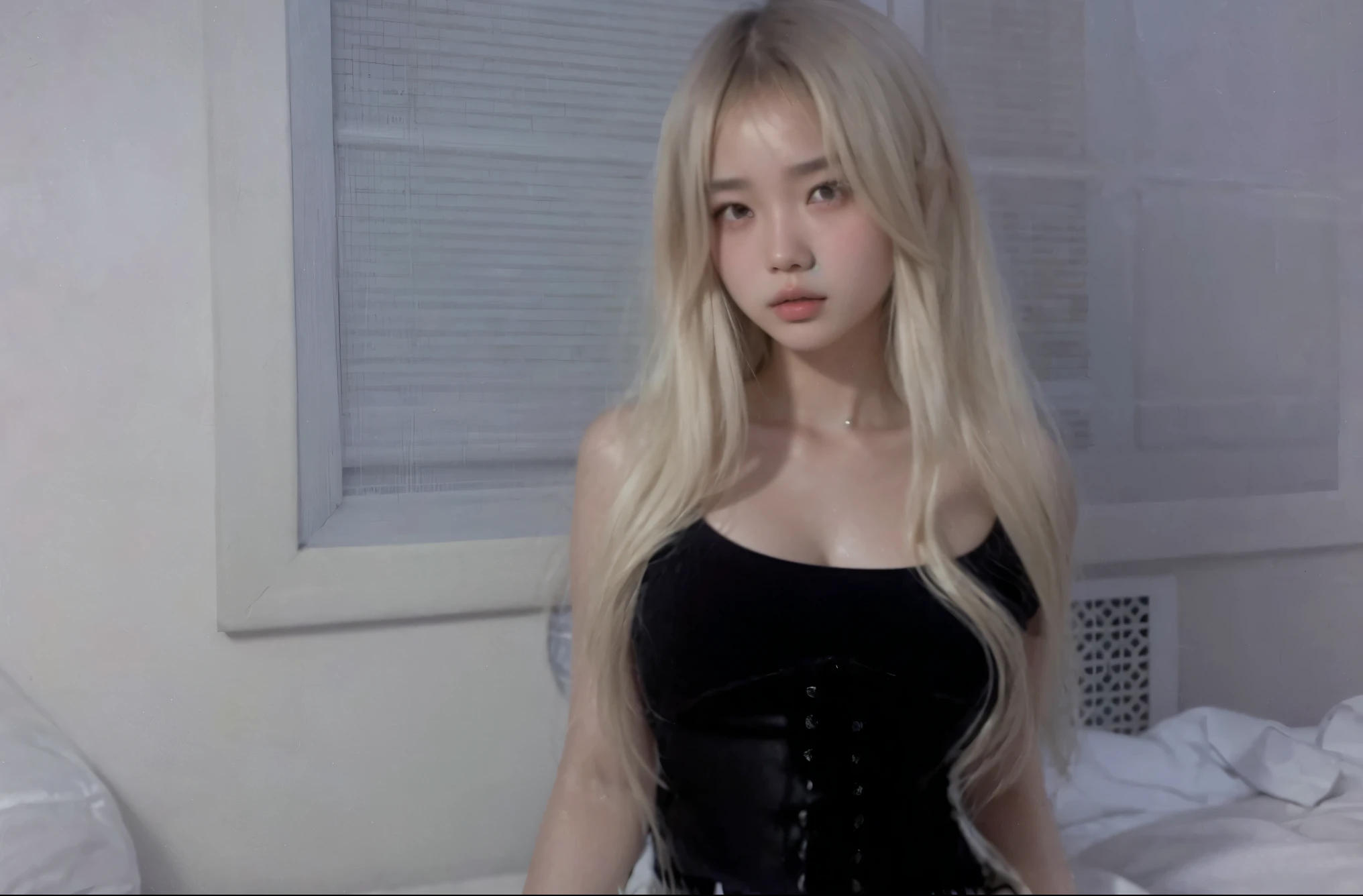 arafed asian woman with a white shirt and blue shorts, lalisa manobal, 18 years old, young cute wan asian face, with bangs, gemma chan beautiful girl, 1 8 yo, gorgeous chinese model, gorgeous young korean woman, beautiful asian girl, ayami koj ima, instagram model, neat hair with bangs, young asian girl