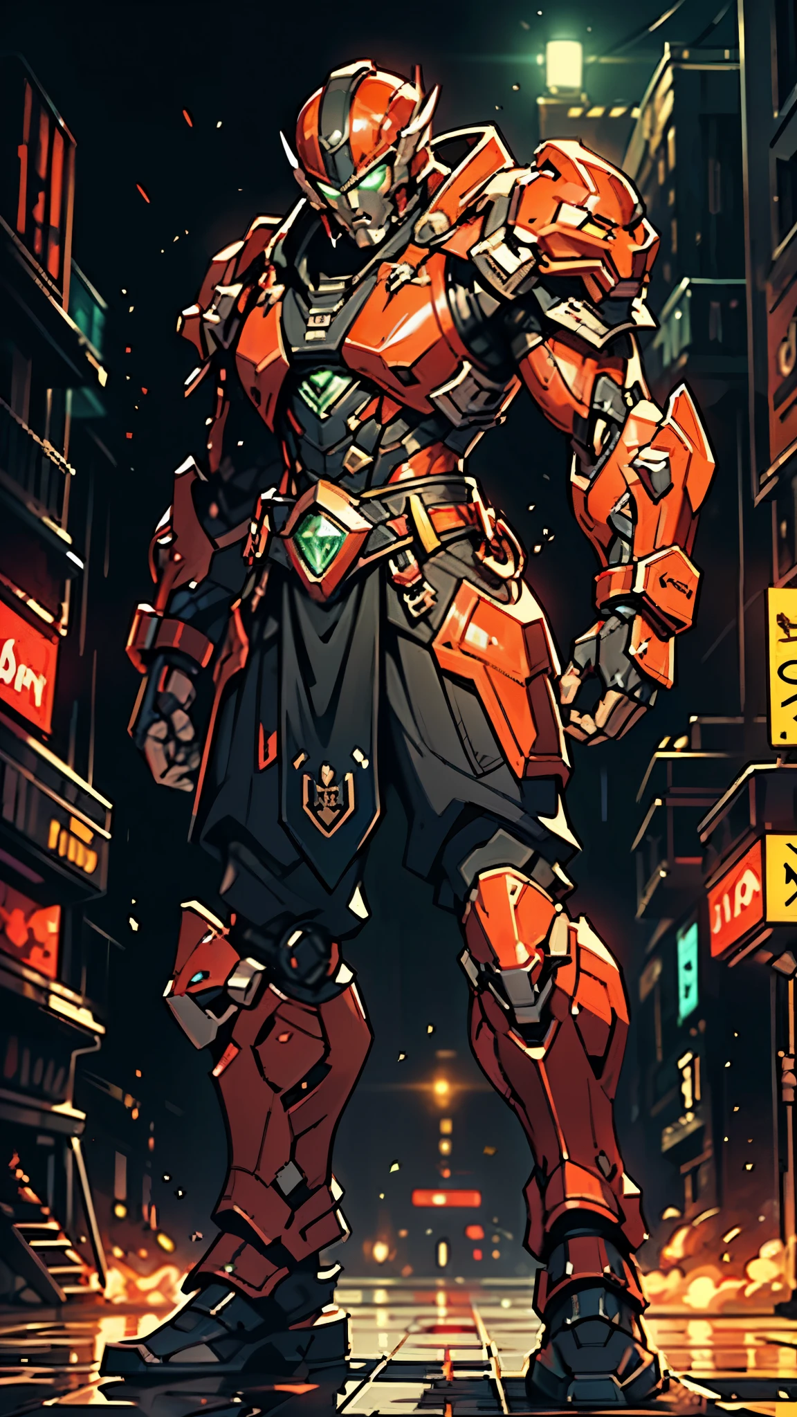 A man wearing a full-face helmet, a fantasy-style biotech armored combat suit, green eyes, (a composite layered chest armor), fully enclosed shoulder guards, matching arm and leg guards, the belt is adorned with Beetle-shaped gem, (the color scheme is primarily black with red accents), the design balances heavy with agility, a high-tech bio-mecha armor, (Dynastinae concept Armor, stand on the top of a skyscraper in a futuristic sci-fi city), this character embodies a finely crafted fantasy-surreal style armored hero in anime style, exquisite and mature manga art style, (element, plasma, energy, the armor glows), ((male:1.5)), metallic, real texture material, dramatic, high definition, best quality, highres, ultra-detailed, ultra-fine painting, extremely delicate, professional, perfect body proportions, golden ratio, anatomically correct, symmetrical face, extremely detailed eyes and face, high quality eyes, creativity, RAW photo, UHD, 32k, Natural light, cinematic lighting, masterpiece-anatomy-perfect, masterpiece:1.5