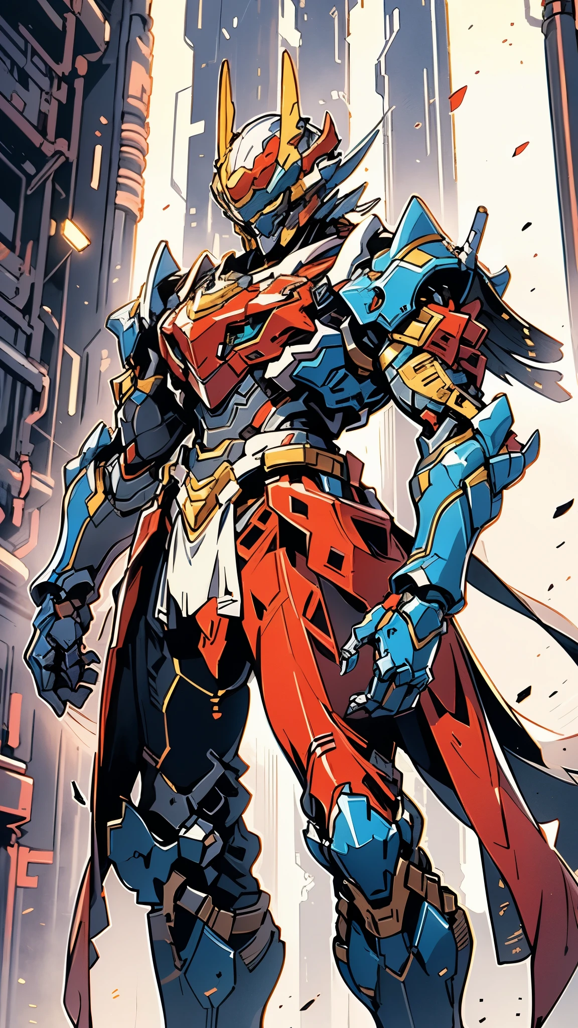 A man wearing a full-face helmet, a fantasy-style biotech armored combat suit, green eyes, (a composite layered chest armor), fully enclosed shoulder guards, matching arm and leg guards, the belt is adorned with dragon claw grasping orbs, (primarily black with red accents), the design balances heavy with agility, a high-tech bio-mecha armor, (lion concept Armor, stand on the top of a skyscraper in a futuristic sci-fi city), this character embodies a finely crafted fantasy-surreal style armored hero in anime style, exquisite and mature manga art style, (element, plasma, energy, the armor glows), ((male:1.5)), metallic, real texture material, dramatic, high definition, best quality, highres, ultra-detailed, ultra-fine painting, extremely delicate, professional, perfect body proportions, golden ratio, anatomically correct, symmetrical face, extremely detailed eyes and face, high quality eyes, creativity, RAW photo, UHD, 32k, Natural light, cinematic lighting, masterpiece-anatomy-perfect, masterpiece:1.5