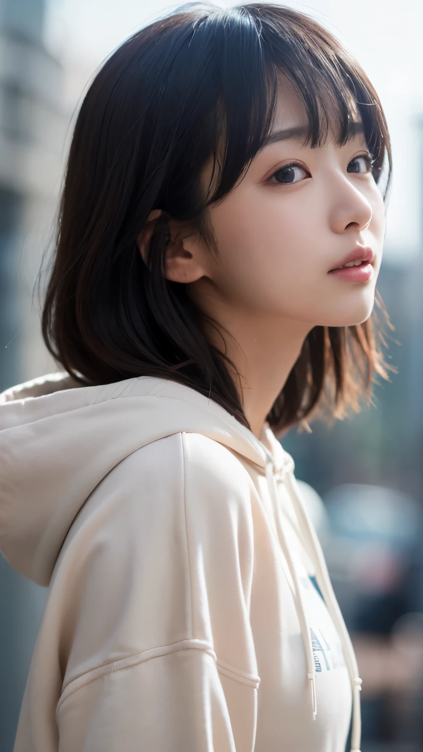 (1 nogizaka girl,RAW Photos,Photorealistic:1.5),(最high quality, high quality,High resolution, 最high quality,ultra High resolutionolution,High resolutionolution,High resolution,超High resolution,Large file size,8k,2k wallpaper,8k wallpaper,high quality texture,wonderful,Very delicate:1.4),one girl, Famous idols of Japan,Beautiful Face,Small face,Absurd,Ridiculous,incredibly Ridiculous,Portraiture,Chest close-up,Blurred Background,(hoodie,No makeup:1.2),Medium skin,Beautiful Skin,Detailed skin,Small Head,Black Hair,Silky Hair,(Japan&#39;s Eyes:1.3),Fine grain,Iris,Japanese idol eyes,Japanese Nose,Five fingers,(eyebrow:-0.5),(Particles of light, Lens flare, Luminous Particles: 0.7),View your viewers,Bright lighting,Professional Lighting,girl
