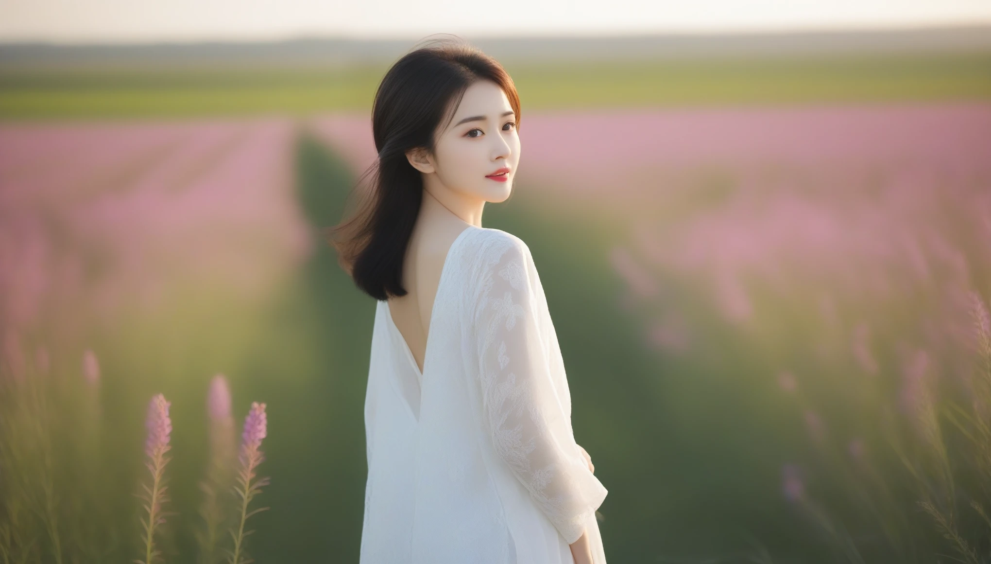 8k, 超High resolution, highest quality, masterpiece, 超Realisticな, photograph, 1 person, (40 years old:1.3), pretty girl, Cute face, Beautiful eyes in every detail, 細かくdetailedに, Dark brown hair、Light brown eyes、The Face of Japan、 Lady、私は40 years oldくらいです.....1 person、(複雑なdetailed:1.2)、 (超High resolution:1.2)、超High resolution、(Finely tuned)、8k resolution、Long Hair、masterpiece,highest quality、(highest quality,4K,8k,High resolution,masterpiece:1.2),非常にdetailed,(Realistic,photoRealistic,photo-Realistic:1.37),ファッションphotograph,, Beautiful details, Deep sorrow、Beautiful lip detail, Long eyelashes, Stylish makeup, Vibrant, Gorgeous Model, striking a confident pose, Sensual expression, 現代のphotograph技術, Light and shadowの印象的なコントラスト, Soft and natural lighting, White skin, , Add a splash of color to your lips, Dramatic background in vibrant colors, artwork, Mysterious atmosphere, The whisper of the wind blowing through her hair, Graceful and elegant posture, Bokeh effect, (((Floral flowing short dress))), Exquisite accessories, Bold and creative fashion choices, Windmill in the background、Standing in a field surrounded by colorful flowers, (((spring))), sunset,Sexy pose、See through 、Looking at the audience、beauty,Long neck、Laugh a little、Please close your mouth and laugh、(((Ideal body type))),A-cup small breasts :2,Portraiture:2、Perfect Anatomy、鮮明なdetailed、detailed、超Realisticな、Light and shadow,Strong light,Fashion magazine front