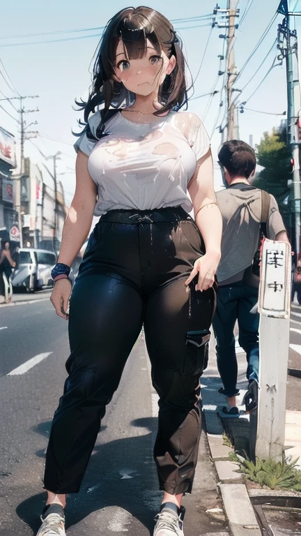 (must be follow these prompts:2),masterpiece, best quality, extremely detailed,photorealistic,(one woman:2),(alone:1.5),(genuine japanese looks:1.5),(japanese pretty woman:1.5),(adult woman but girly looks:1.4),(girlish face:1.6),(casual clothes on:1.4),(adorable face:1.4),(in tokyo:1.4),(a little plump face:1.5),(a little tiny height:1.3),(a little fat legs:1.3),(a little short regs:1.2),(a little plump hip:1.3),(natural face:1.8),(hardened chino pants is vital for her:1.5),(remarkable hardened chino pants on:1.5),(usual face:1.6),(must be her chino pants on:1.5),(she looks like japanese idol:1.5),(do not cut out her clothes:1.5),(normal body structures:1.9),(displayed one woman on single picture:2),(irresistible voluptuous body style:1.5),(must be fully clothes on:1.8),(a little plump japanese woman:1.2),(a little plump legs:1.3),(ejaculated in her arsehole again and again but her chino pants on:1.7),(she is very tired to faint away but her clothes on:1.8),(she looks exhausted with viscously clothes on:1.8),(her booty is too frousy but her chino pants on:1.7),(viscously arsehole and vagina but her chino pants on:1.6),(she looks like a lolita:1.7),(numerous cum in her vagina but her chino pants on:1.8),(unbelievably creampied but her chino pants on too much:1.8),(ejaculated in her pussy again and again but her chino pants on too much:1.9),(numerous cum on her crotch area behind her chino pants on too much:1.6),(oldest cum remains inner chino pants too much:1.9),(her chino pants thoroughly penetrated with oldest semen:1.6),(her inner chino pants is viscous:1.9),(her arsehole is creampied but her chino pants on:1.8),(her arsehole is baggy after annual sex but her chino pants on:1.9),(oldest seminal stains increased:2),(repeated gang-rape to her double holes but invisible it beyond her chino pants far too much:1.9),(multiple raped and creampied every night but invisible it beyond her chino pants far too much:1.9),(usual face and usual life:2.3),(now in creampied:3.2)