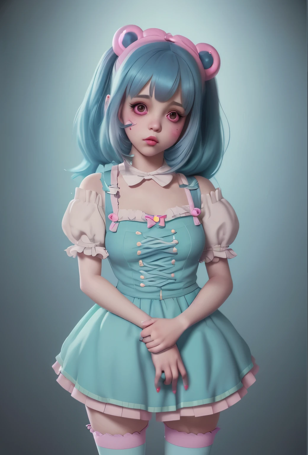 Cute Melanie Martinez as a very cute anime character, Cartoon Character, Unreal Engine Warm Interior Lighting Art Station Detailed Digital Painting Character Design Mark Ryden Pixar Hayao Miyazaki Unreal 5 Dazz Hyper Real - Octane Neon Rendering