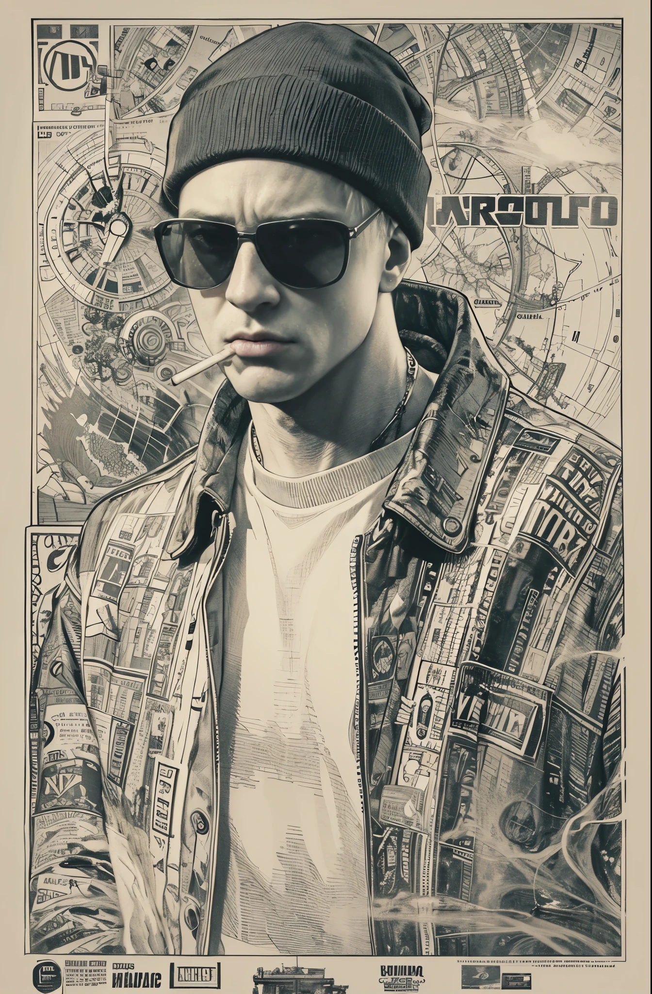 Drawing of a white man wearing sunglasses, Dark Background, Knitted hat, Glory and failure, put a cigarette in your mouth, Eminem, The King of Hip Hop, Charismatic Rapper, Chop the lime, Losing sight of yourself, Award-winning works, top 6 best movie ever imdb list, imdb, 0 0 second movies, promotional Movie Posters, Chris Nolan's movies, Movie Posters promo, Movie Posters, bestselling Movie Posters, top 6 worst movie ever imdb list, Eminem, Promoting the film, Cool Street Fashion, King of the Streets, Check it out, Ultra-detailed paintings inspired by oh, Art Station Trends, Fantasy art, A complex mess, The art of hitting, Wallop Art, oh |, Wallop Style, Beautiful character drawings, Urop'Painting style, oh | The buds of art, Unparalleled Beauty Tumbler, Figurative art, intense oil painting, Detailed monochrome art, Surreal, Avant-garde pop art, Beautiful and expressive paintings, Beautiful artwork illustration, Very dark tones, wonderful, Super cool guy, masterpiece, highest quality, Official Art, Men only, Sharp contours, Best Shot, Vector art, Dark design, From behind
