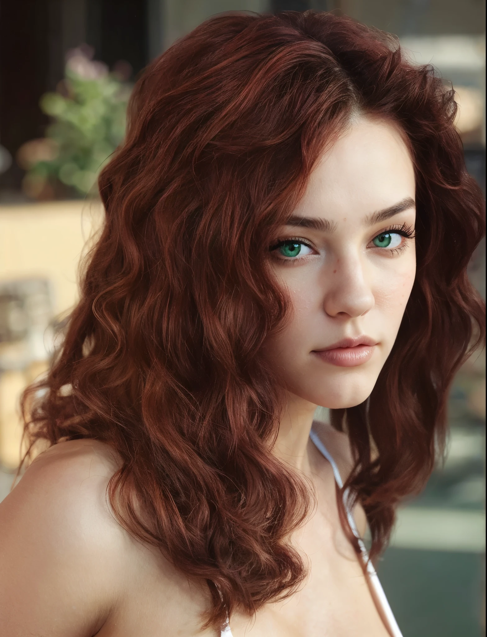 Garota ruiva de olhos verdes