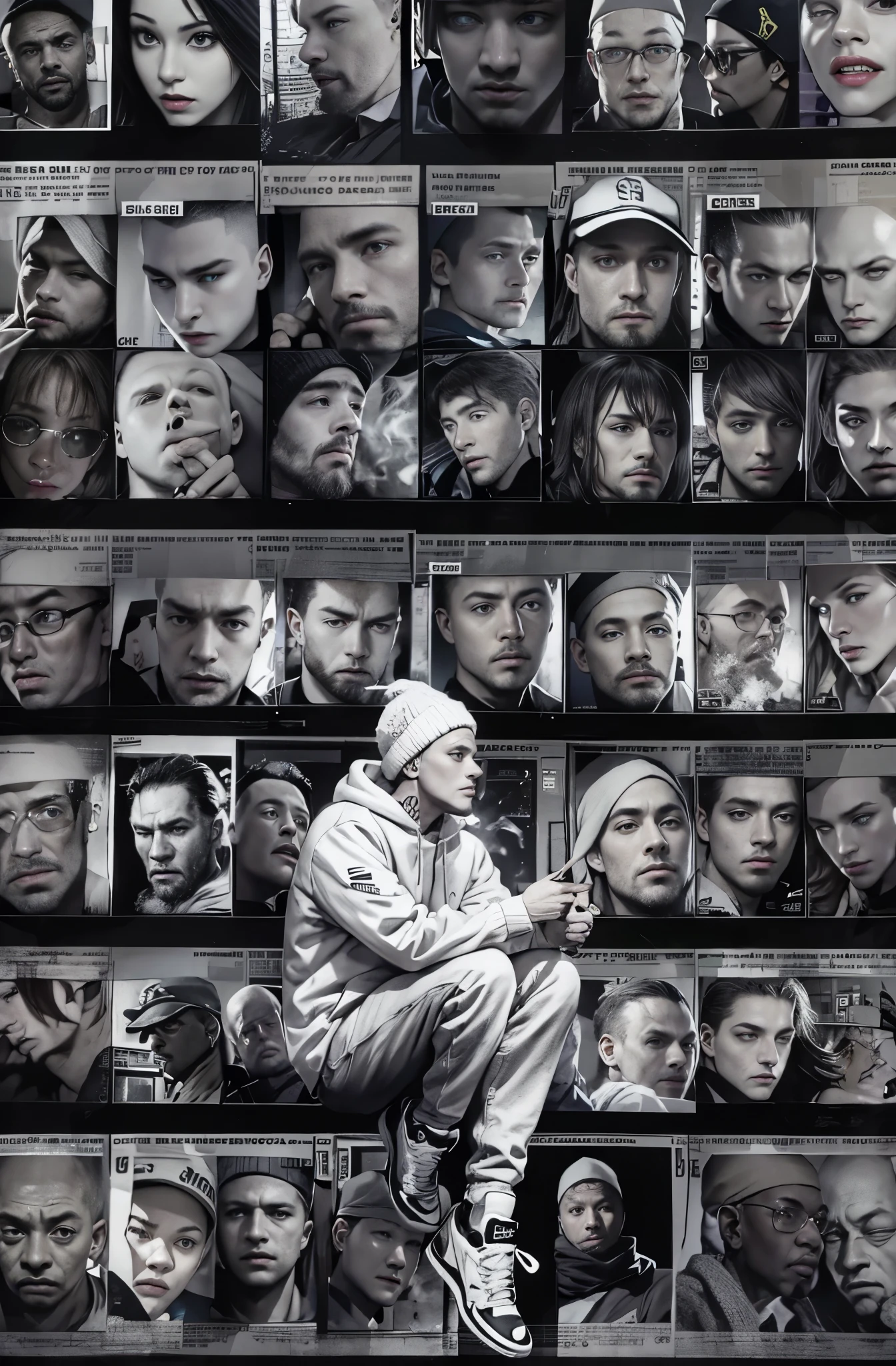 White man painting, Dark Background, Knitted hat, Glory and failure, put a cigarette in your mouth, Eminem, The King of Hip Hop, Charismatic Rapper, Chop the lime, Losing sight of yourself, The best pose, Award-winning works, top 6 best movie ever imdb list, imdb, 0 0 second movies, promotional Movie Posters, Chris Nolan's movies, Movie Posters promo, Movie Posters, bestselling Movie Posters, top 6 worst movie ever imdb list, Eminem, Promoting the film, Cool Street Fashion, King of the Streets, Check it out, Ultra-detailed paintings inspired by oh, Art Station Trends, Fantasy art, A complex mess, The art of hitting, Wallop Art, oh |, Wallop Style, Beautiful character drawings, Urop'Painting style, oh | The buds of art, Unparalleled Beauty Tumbler, Figurative art, intense oil painting, Detailed monochrome art, Surreal, Avant-garde pop art, Beautiful and expressive paintings, Beautiful artwork illustration, Very dark tones, wonderful, Super cool guy, masterpiece, highest quality, Official Art, Men only, Sharp contours, Best Shot, Vector art, Dark design, Esbian all over