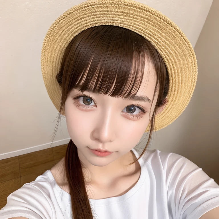 ((masterpiece,photorealistic:1.2)),((best　quality)),(4K),(finely detail:1.1),(1girl:1.1),((solo:1.1)), young beautiful girl, finely detail ,beautiful eyes, well-shaped small nose, slim style, clear skin,small face, wear light makeup,well-proportioned face, small face, a comfortable eye size, fair skin , {{big eyes}}