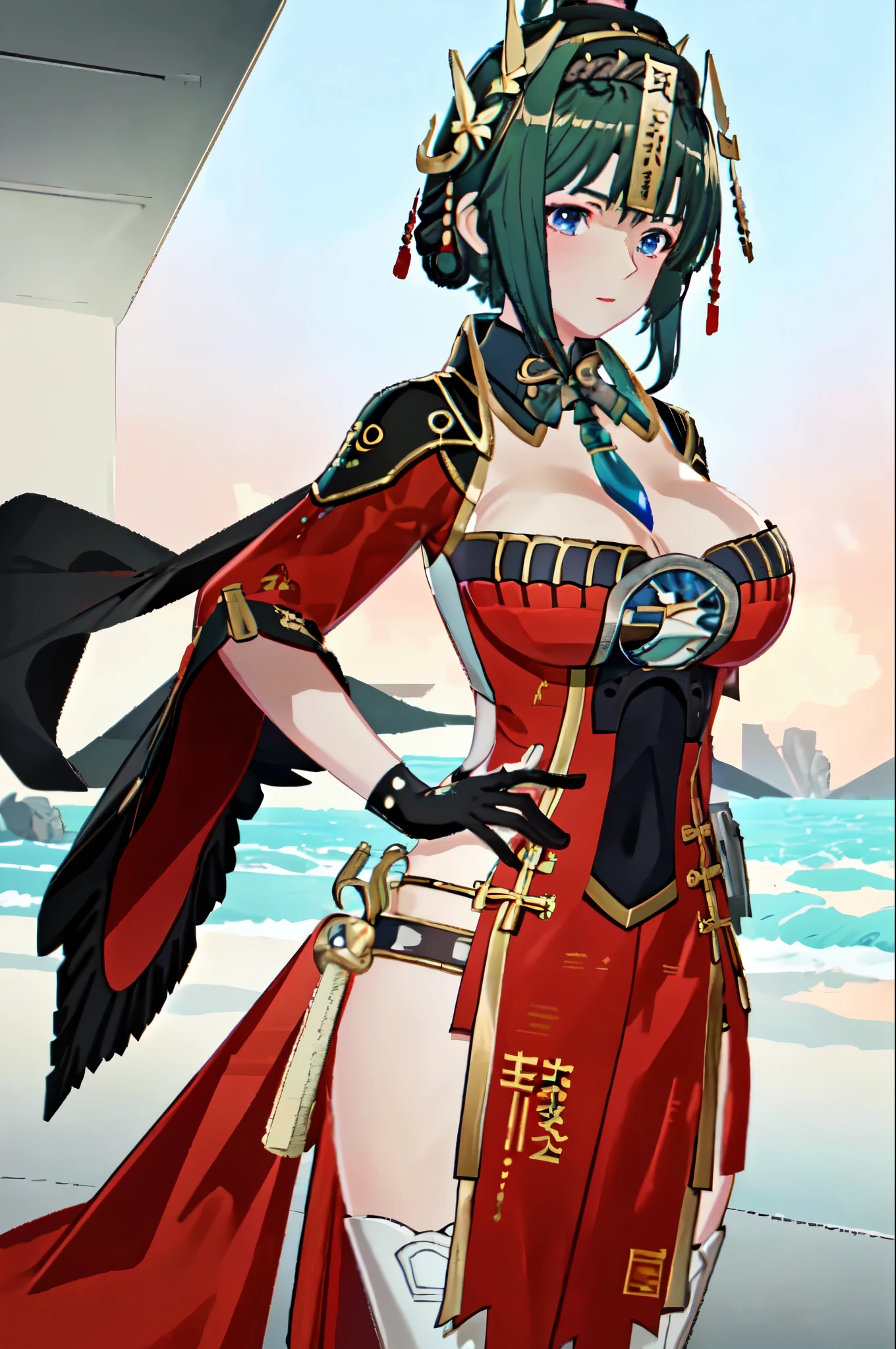 masterpiece, best quality BREAK solo, jianlingguimeng, china dress, hanying, Hanying, HanYing, (masterpiece), (best quality), (hyperdetail), (large breasts), mature female
