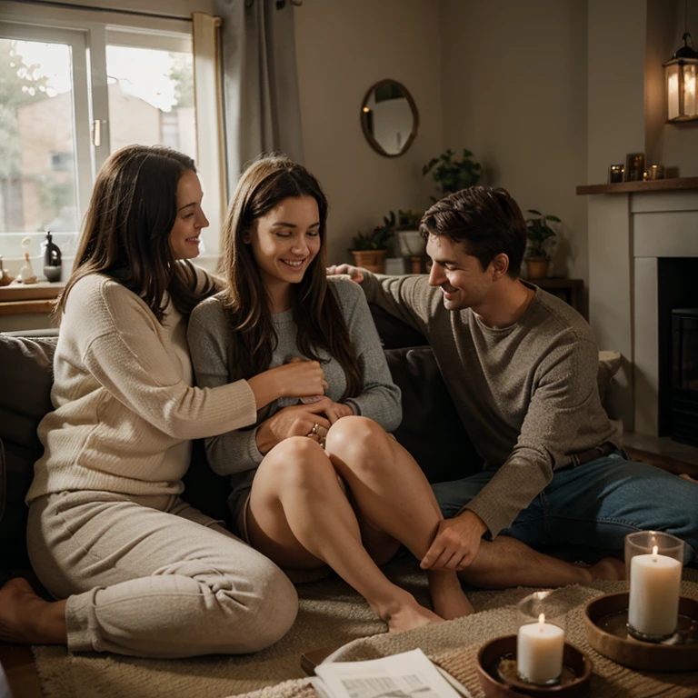 a cozy scene of a family together.