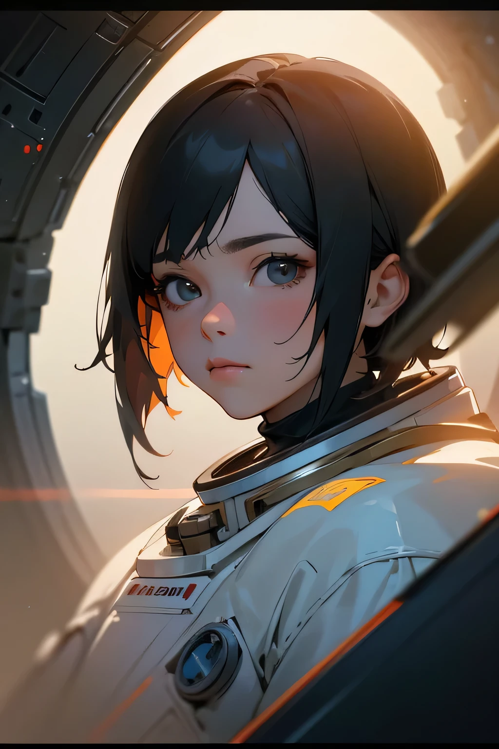 Female astronaut in space j0rd7nj0n3s, Beautiful Face, Realistic photos, (Portraiture), [cigarette], [mist], Natural light, Shallow depth of field, Shot with Canon EOS-1D X Mark III, 50mm lens, debt/2.8, (Exquisitely crafted, Ultra-detailed), ((RAW Color)), Sharp focus, High resolution, 4K resolution, movie