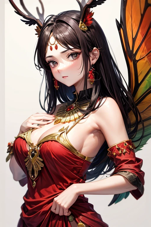 red deer quadruped animal with dragonfly wings gems adorning its chest black eyes