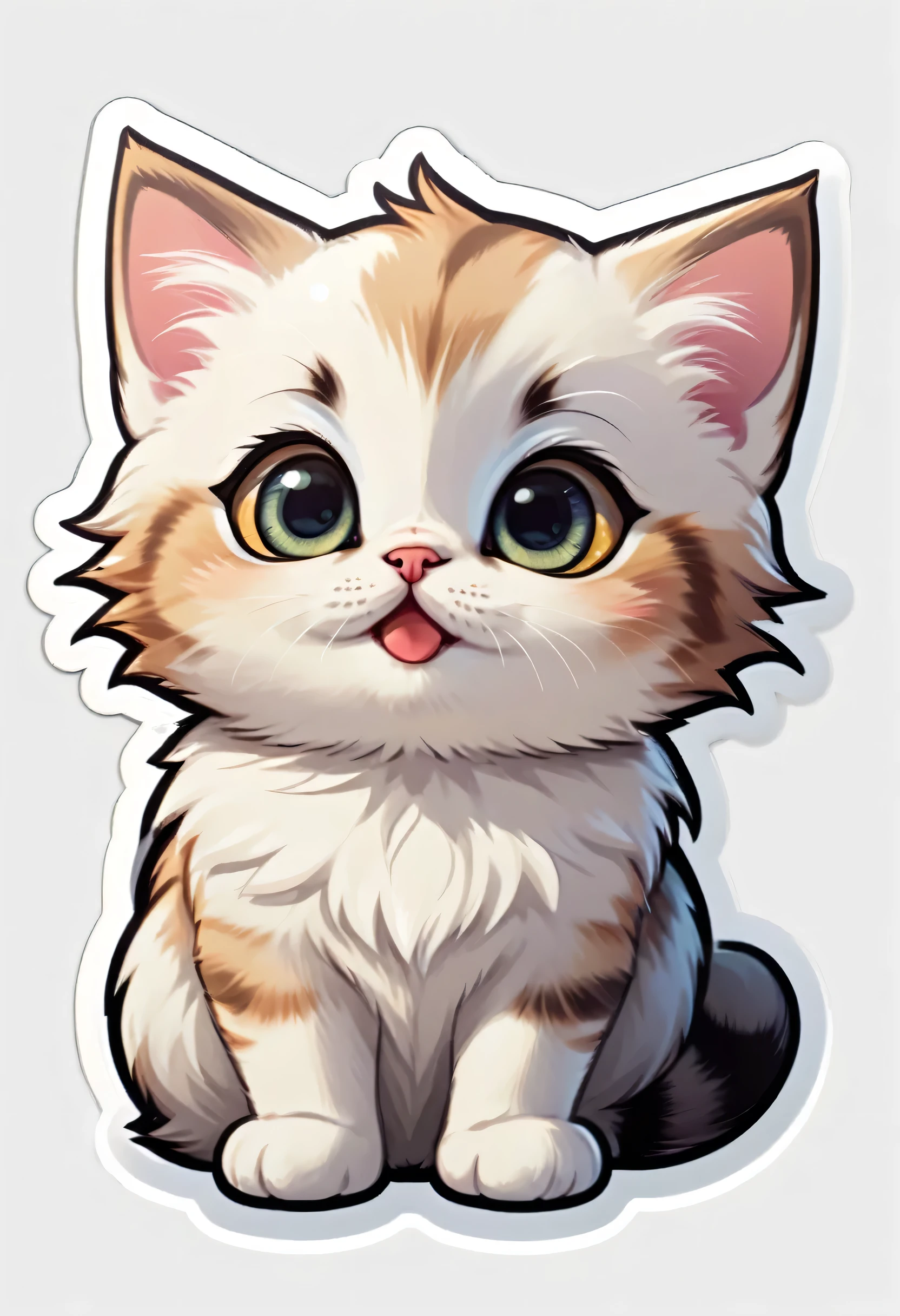 1 sticker, Kitten, Round eyes, Cute eyes, Cute gestures, Cute expression, Simple Background