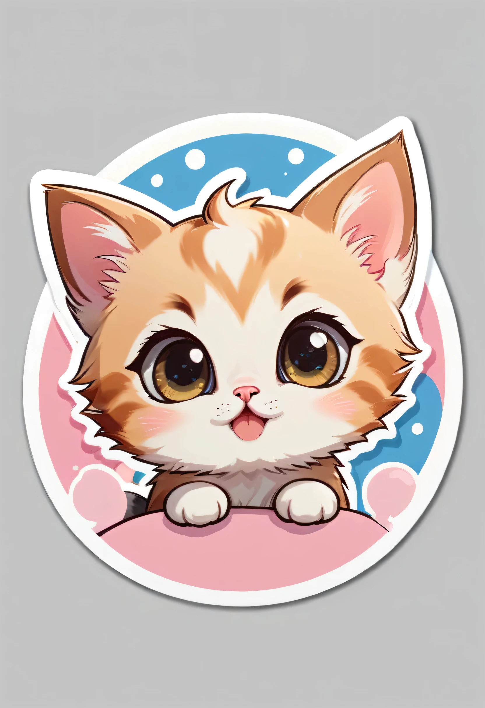 1 sticker, Kitten, Round eyes, Cute eyes, Cute gestures, Cute expression, Simple Background