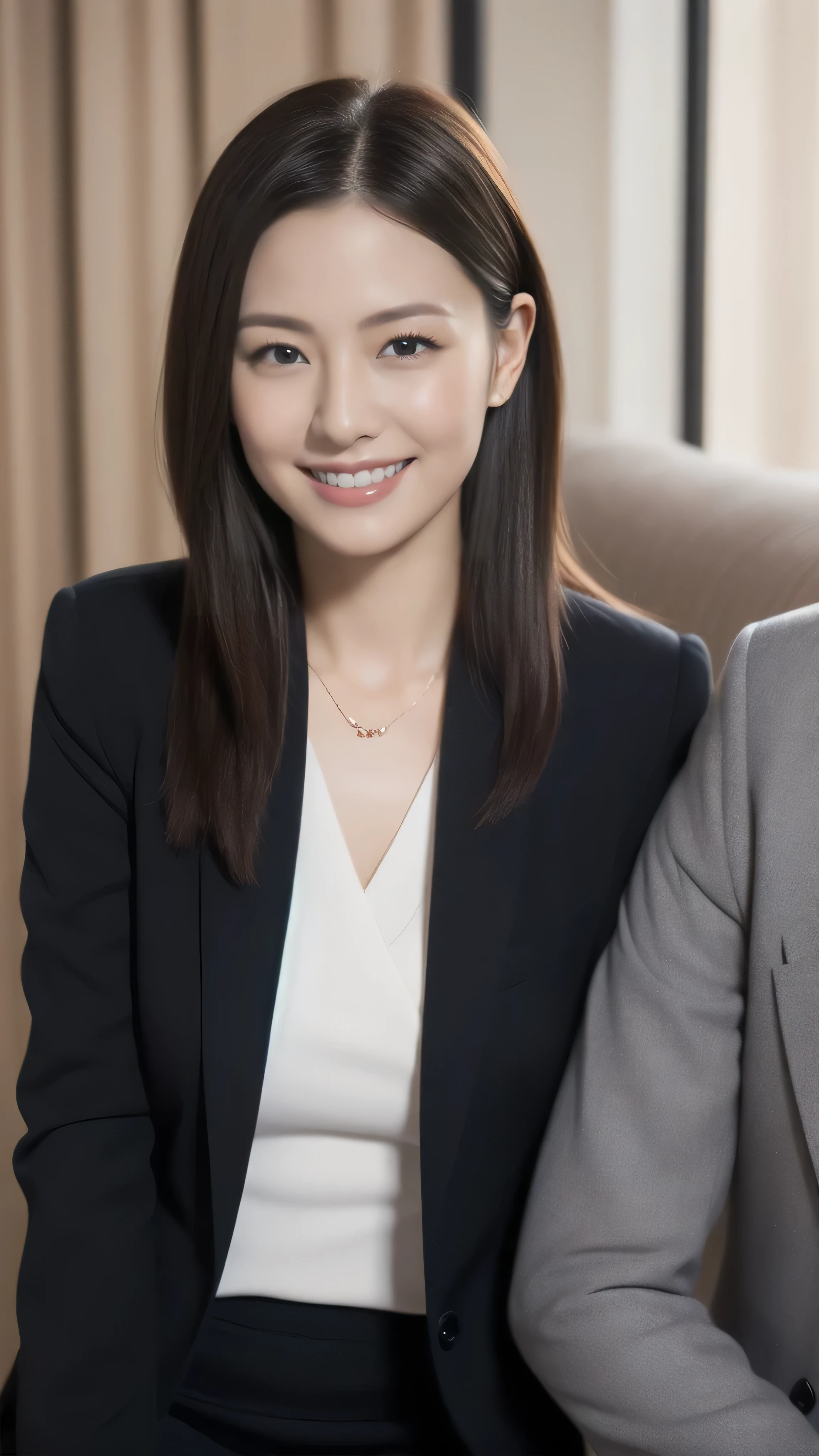 Married Woman's Face、30 years old、Middle-aged women、Business jacket、skirt、High quality、Ultra-realistic、fine、smile、Married woman's body type、Japanese Wife、 Perfect Eyes、Radiant Skin、crowded train