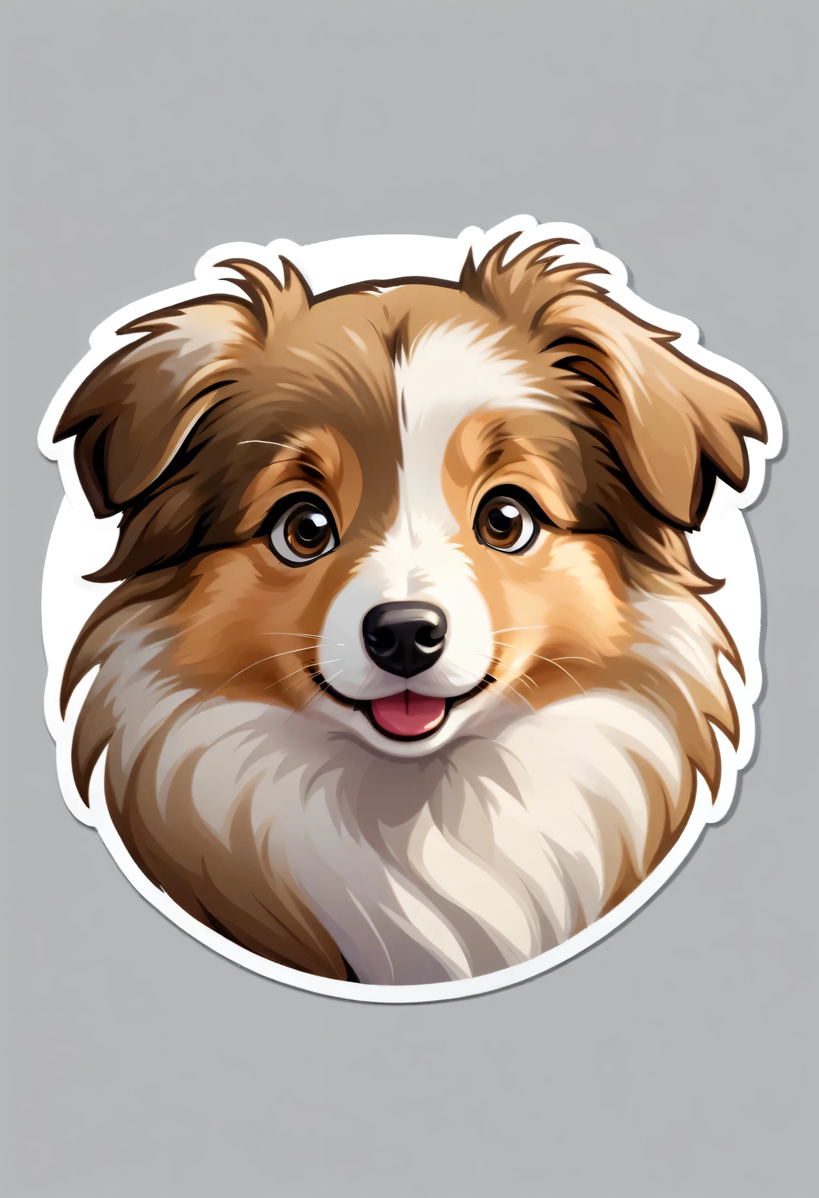 1 sticker, puppy, Shetland Sheepdog, Round eyes, Cute eyes, Cute gestures, Cute expression, Simple Background